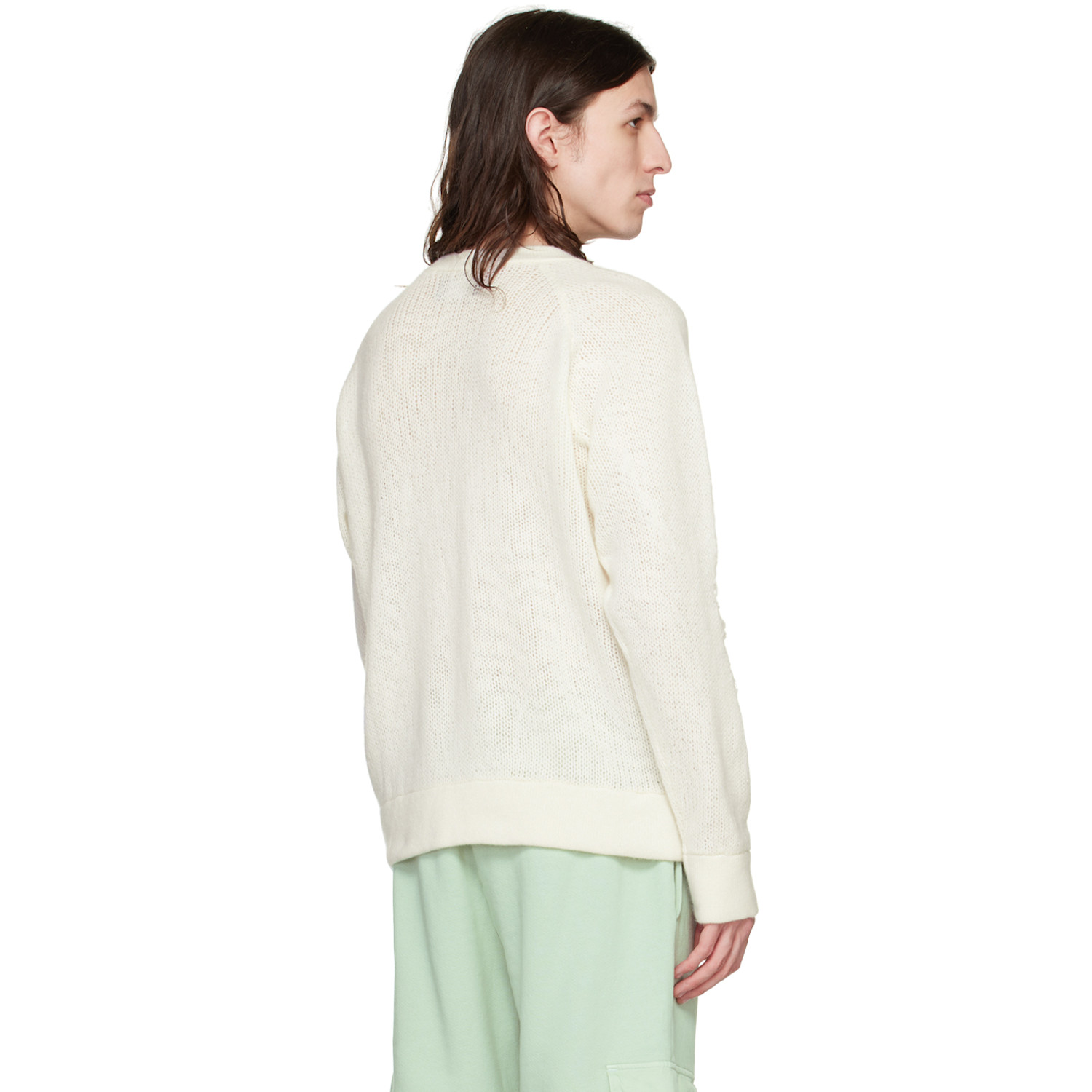  Les Tien Off-white Distressed Sweater 