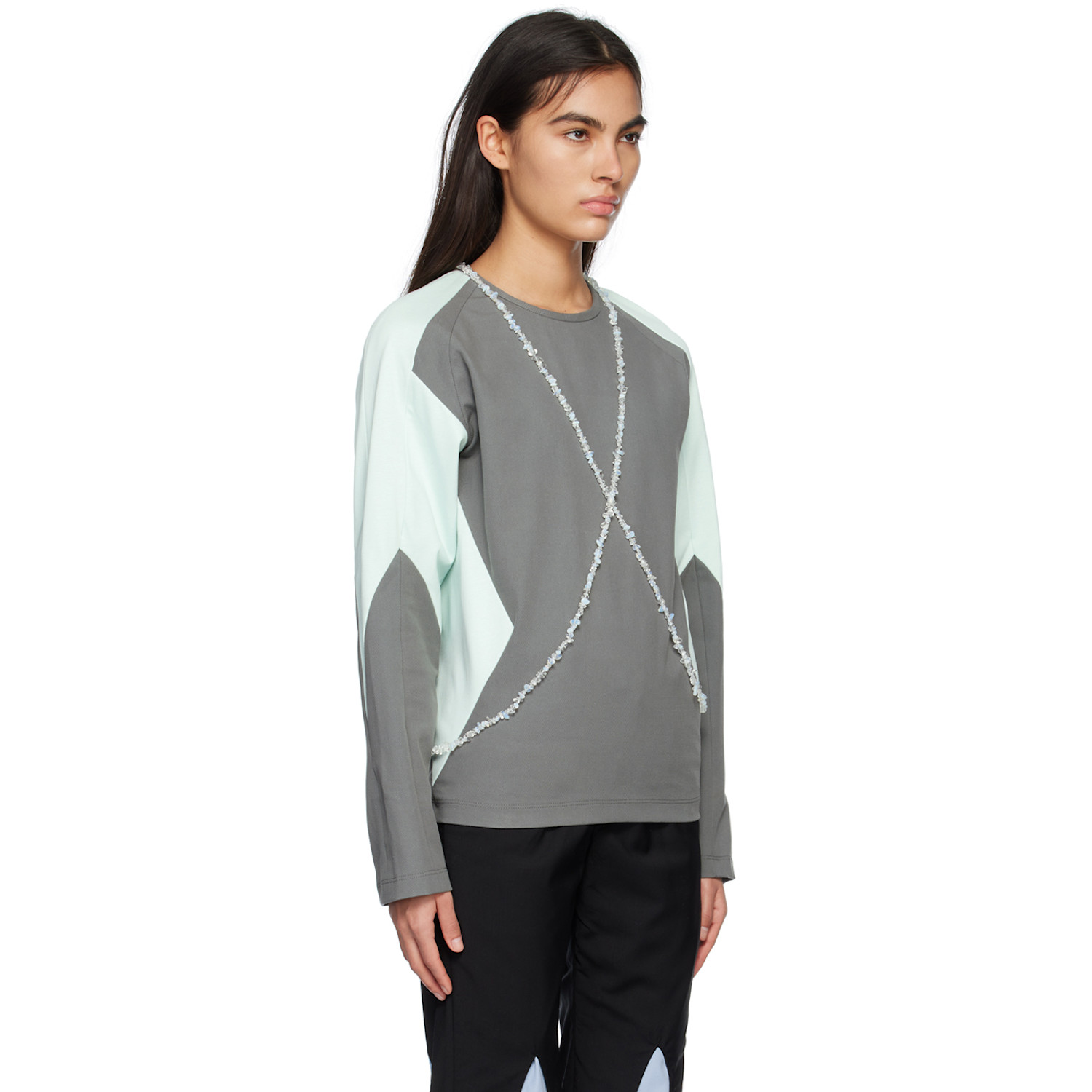  Strongthe Gray & Green Quartz Long Sleeve T-shirt 