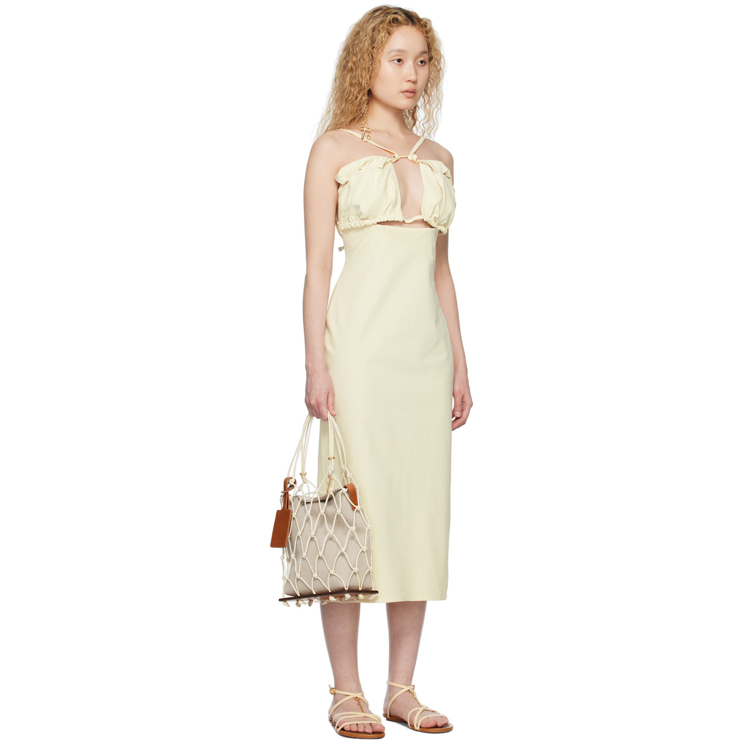  Jacquemus Off-white Le Raphia 'la Robe Bikini' Midi Dress 