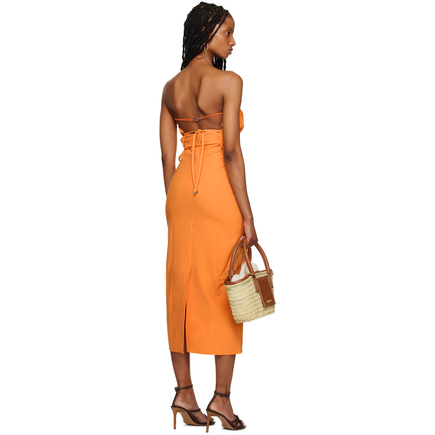  Jacquemus Orange Le Raphia 'la Robe Bikini' Midi Dress 
