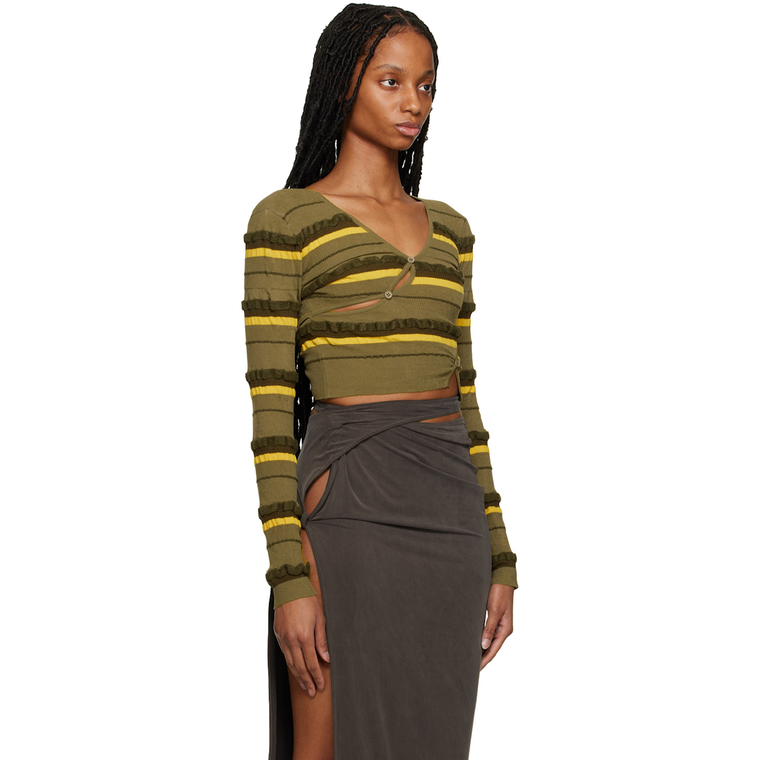  Jacquemus Green Le Raphia 'le Cardigan Tordu' Cardigan 