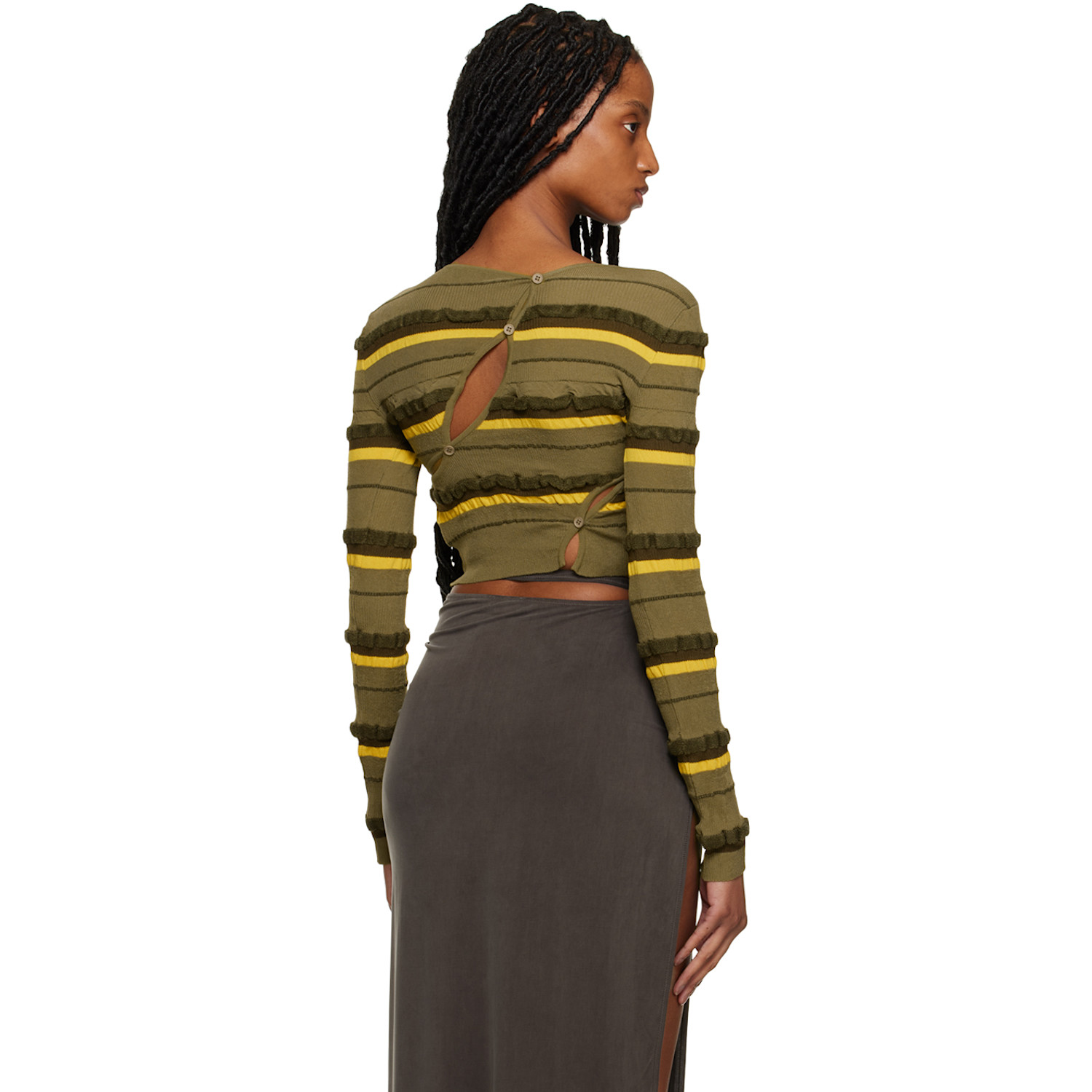 Jacquemus Green Le Raphia 'le Cardigan Tordu' Cardigan 
