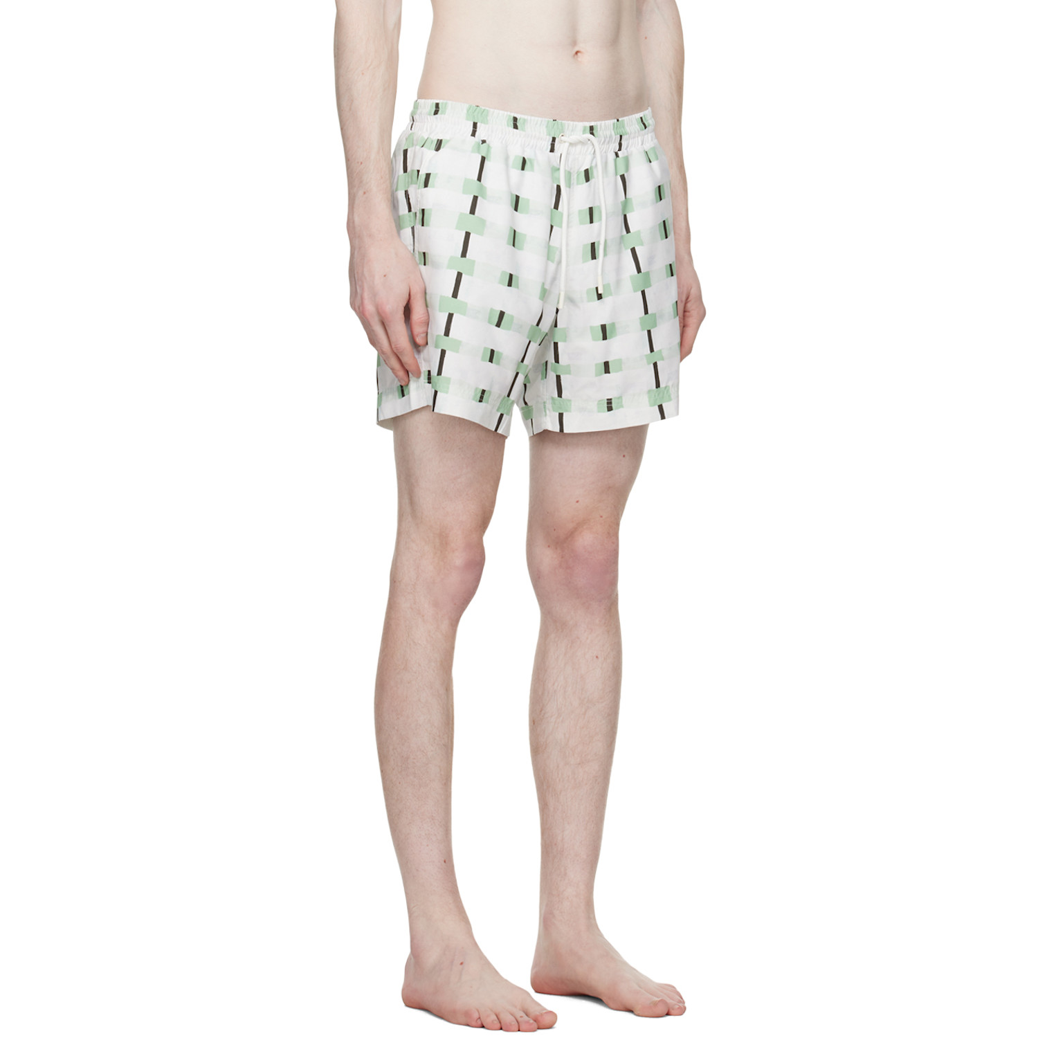  Commas Off-white Checked Swim Shorts 
