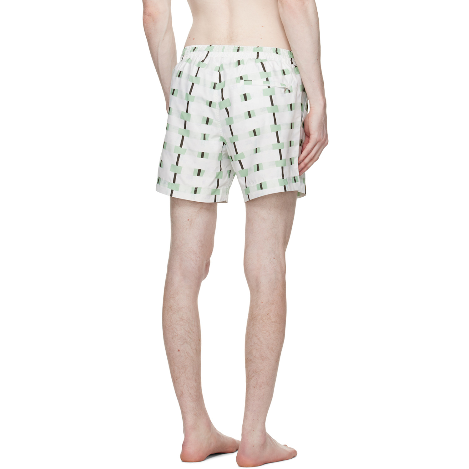  Commas Off-white Checked Swim Shorts 
