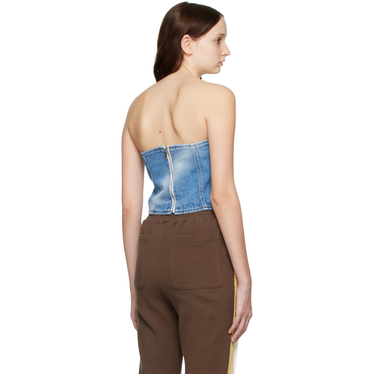  Kijun Blue Faded Denim Bustier 