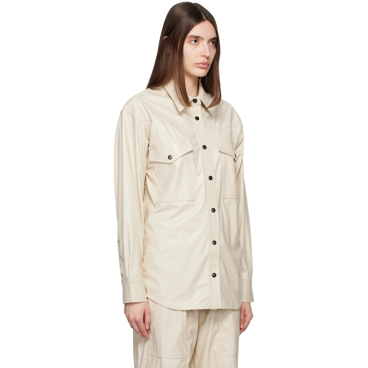  Isabel Marant Etoile Off-white Berny Faux-leather Shirt 