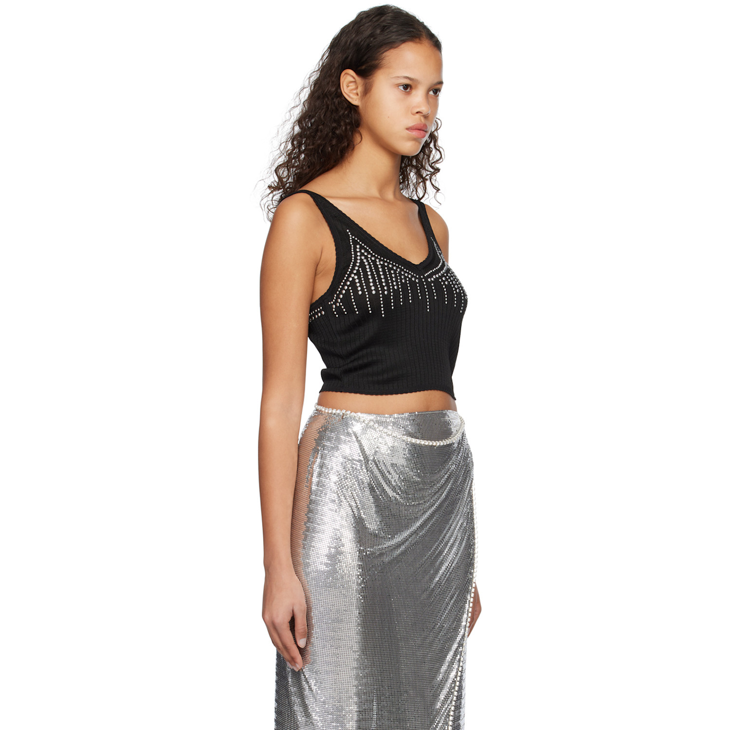  Rabanne Black Studded Tank Top 