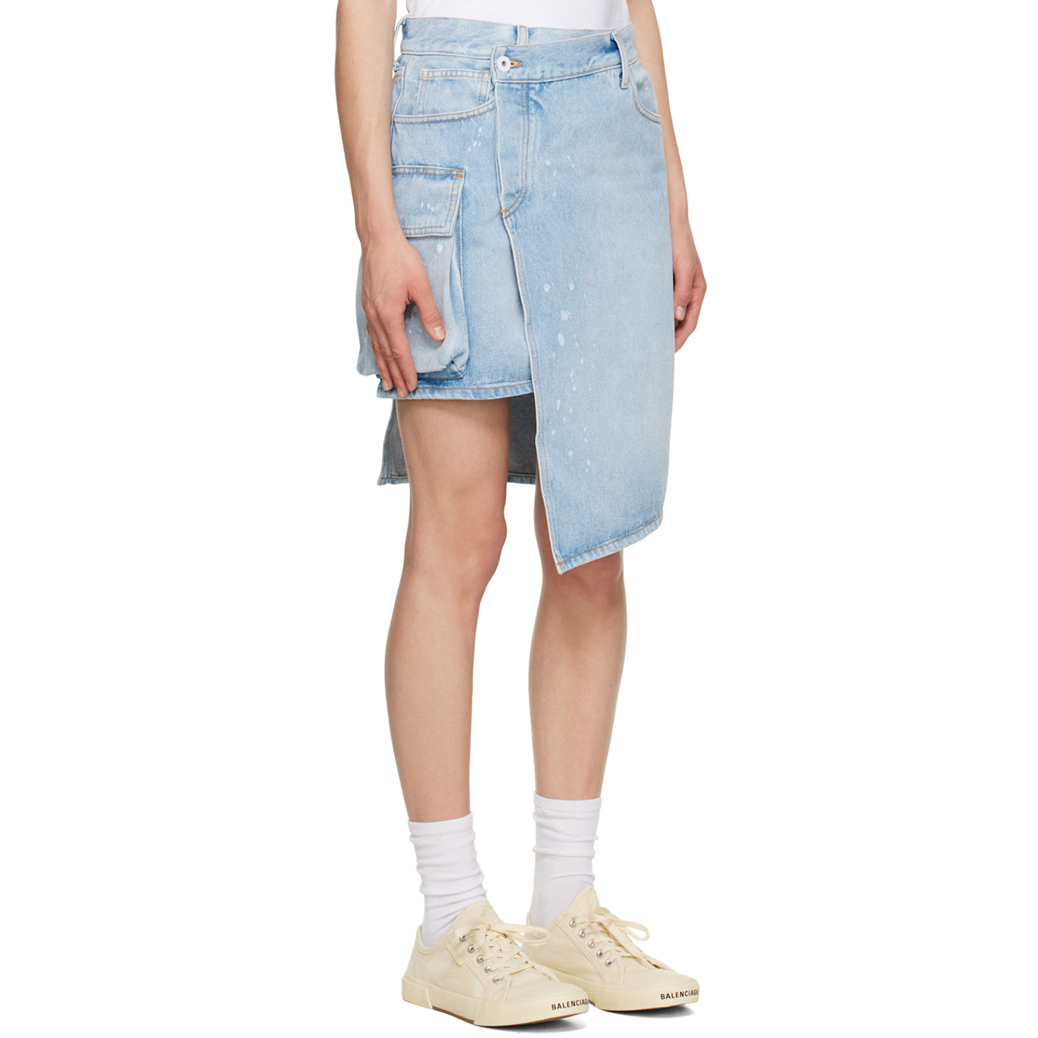  Off-white Blue Toybox Painted Denim Miniskirt 