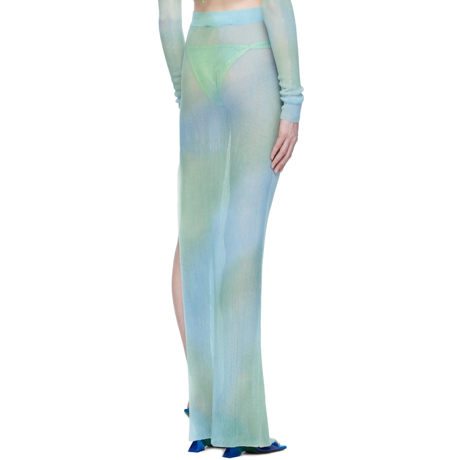  Off-white Blue Tie-dye Midi Skirt 
