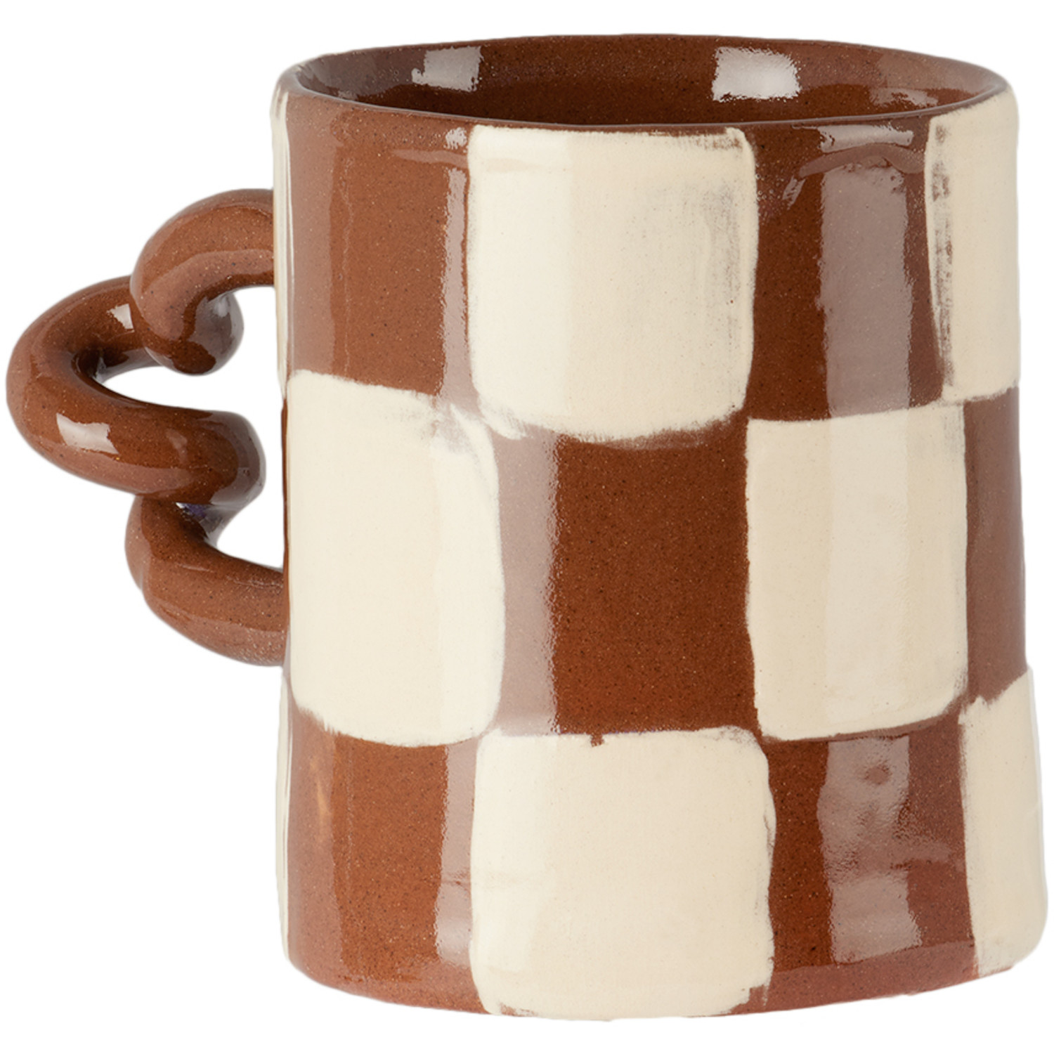  Harlie Brown Studio Brown & White Checkered Wiggle Mug 