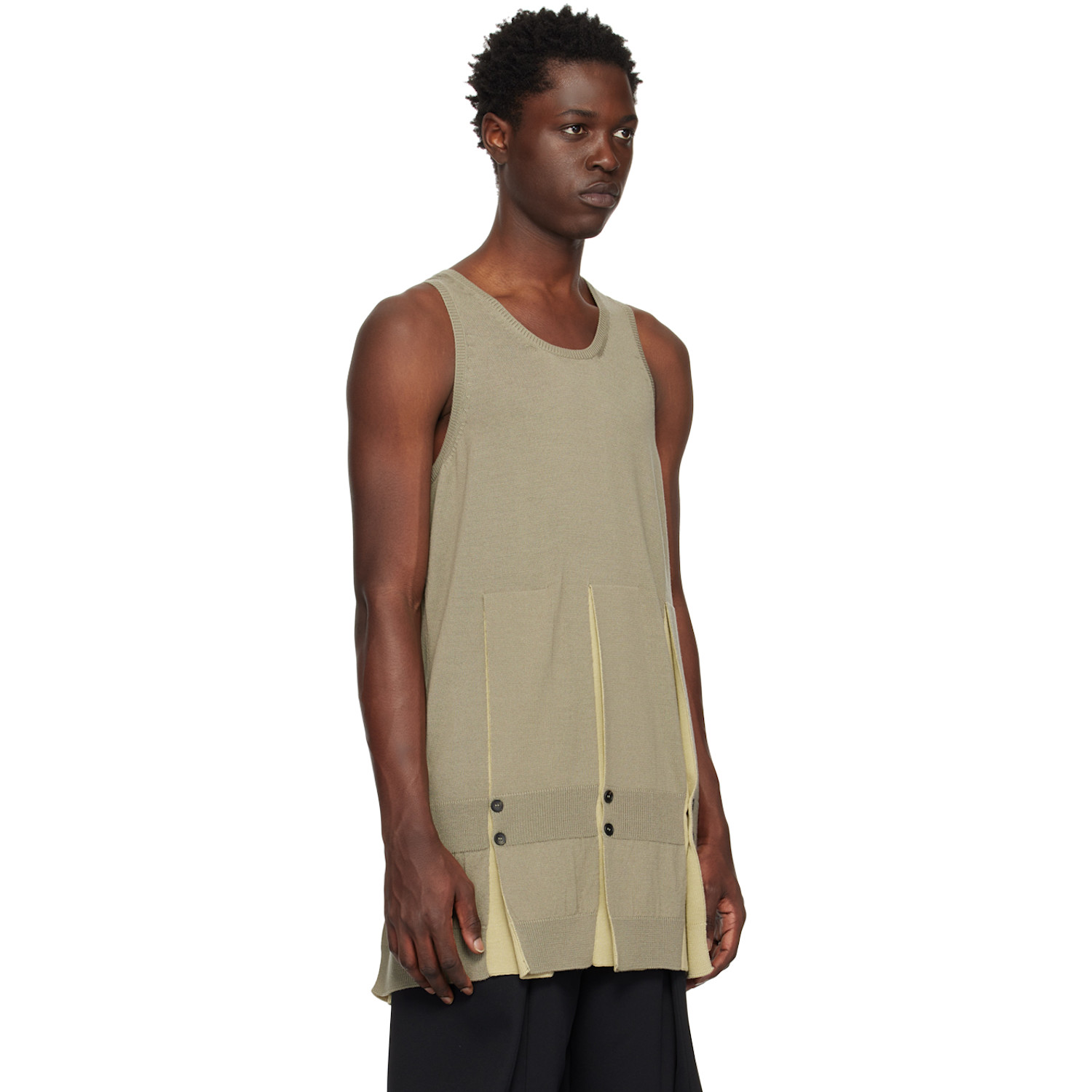  T/sehne Ssense Exclusive Khaki Pleated Tank Top 