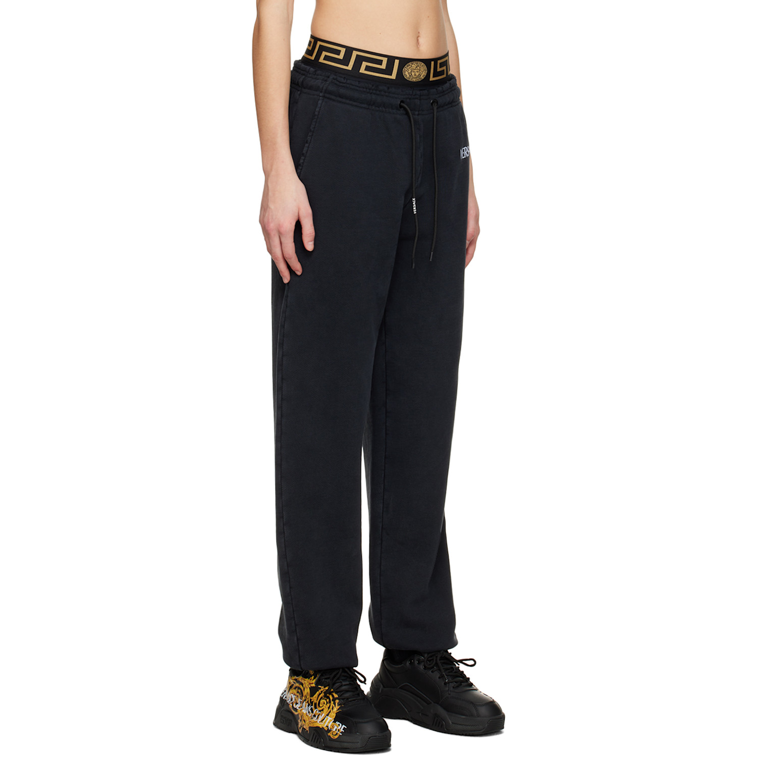  Versace Underwear Black Distressed Lounge Pants 