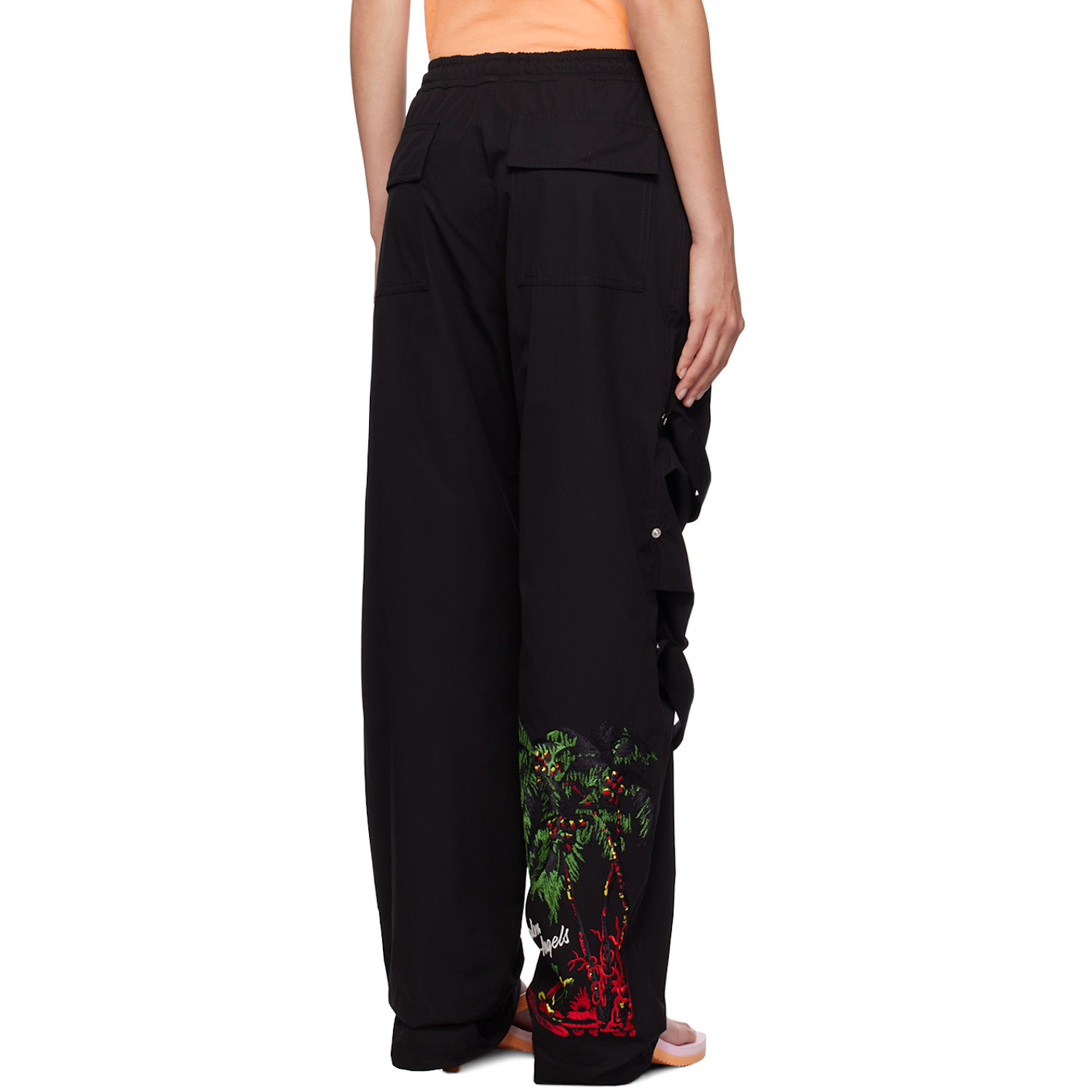  Palm Angels Black Upside Down Palm Trousers 