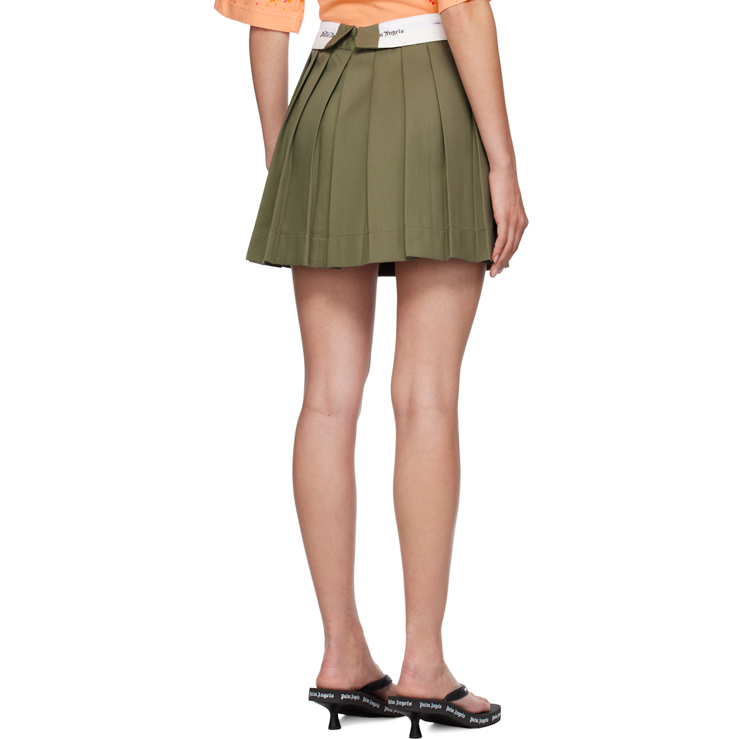  Palm Angels Khaki Reversed Waistband Miniskirt 