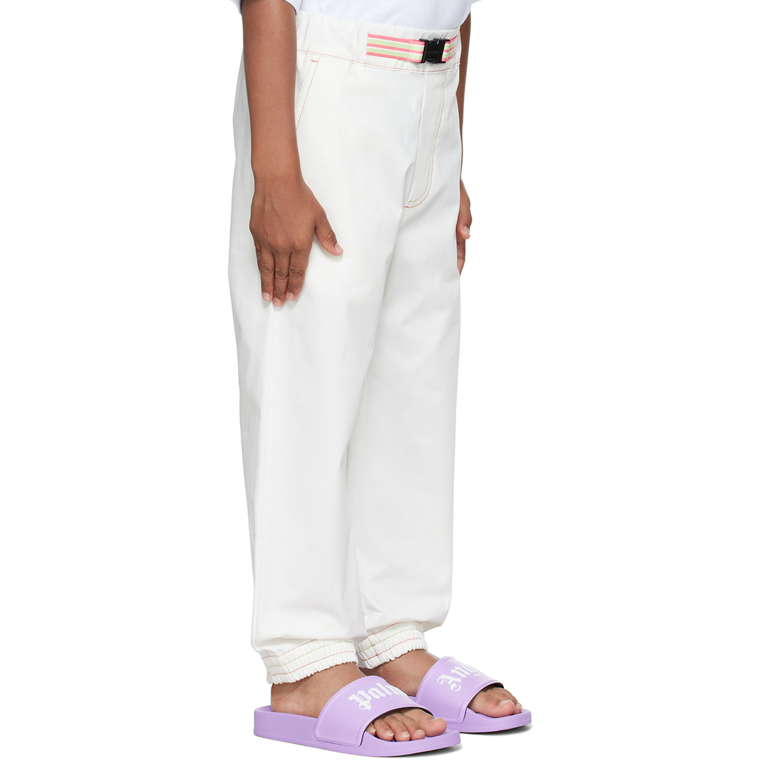  Palm Angels Kids White Belted Trousers 