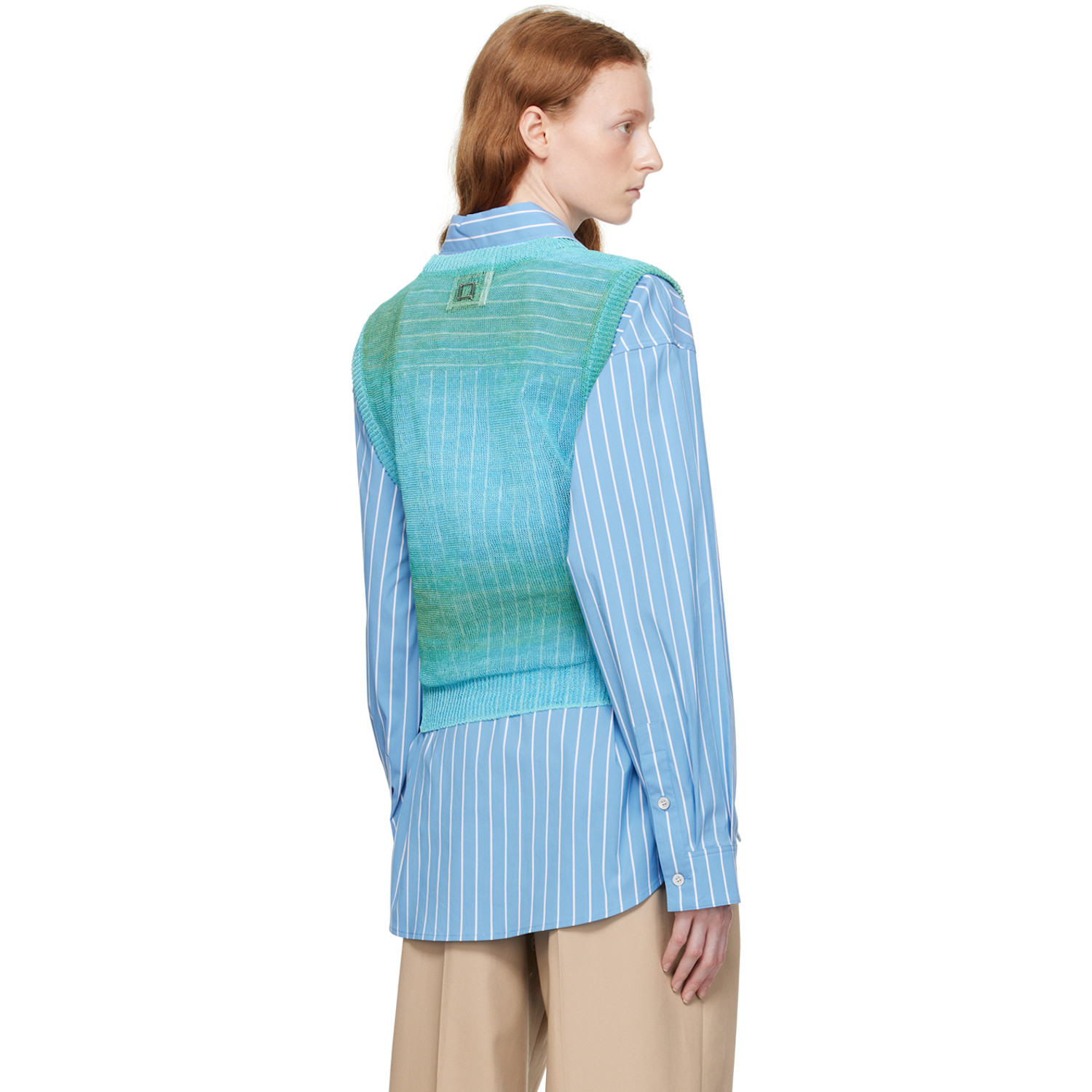  Wooyoungmi Blue Gradient Stripe Vest 