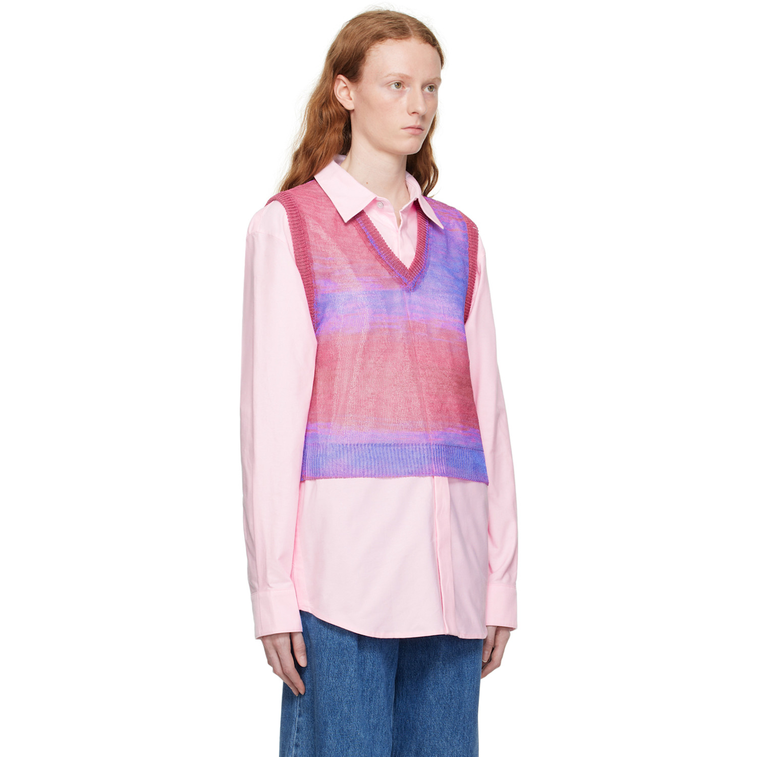 Wooyoungmi Pink Gradient Stripe Vest 