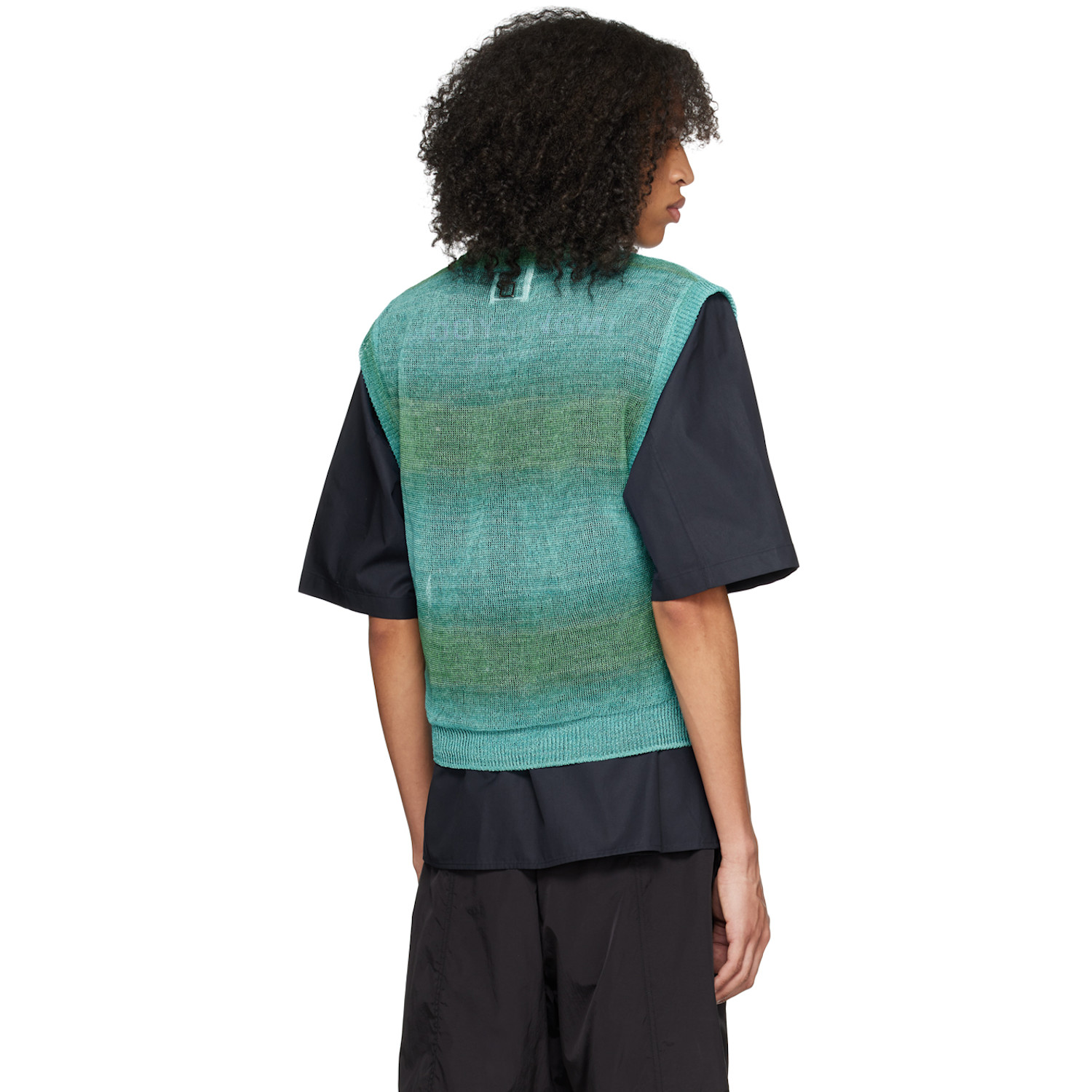  Wooyoungmi Green & Blue Gradient Stripe Vest 