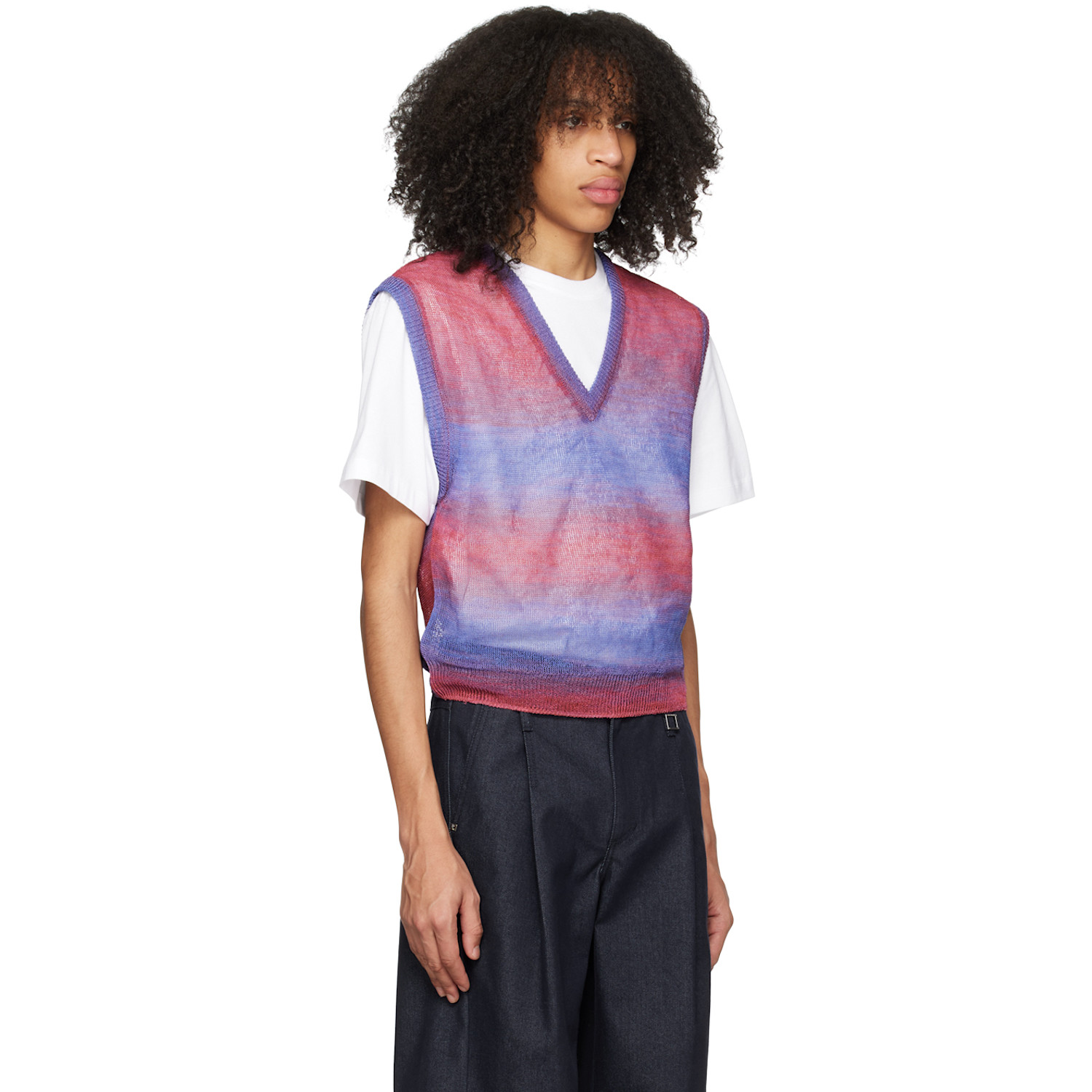  Wooyoungmi Pink & Purple Gradient Stripe Vest 