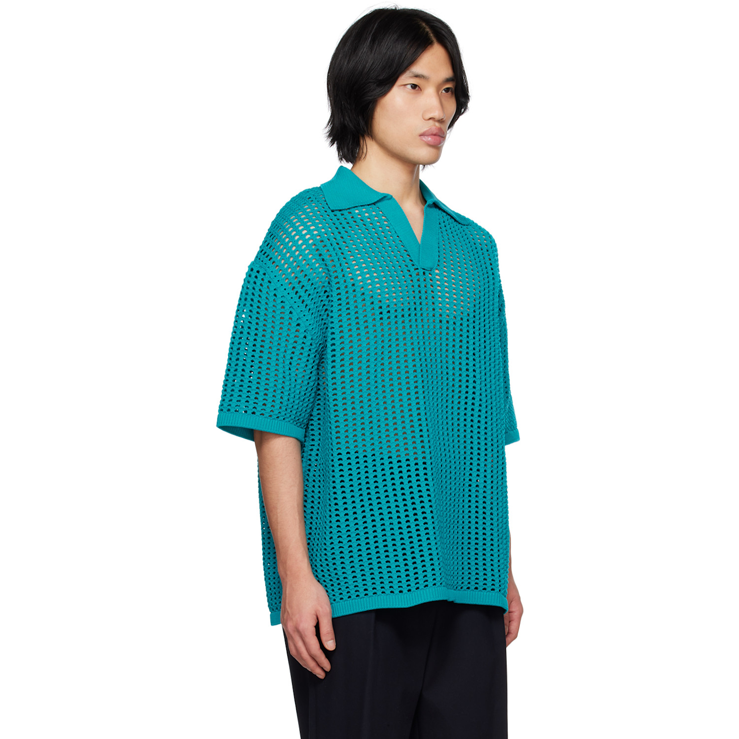  Wooyoungmi Blue Dropped Shoulder Polo 