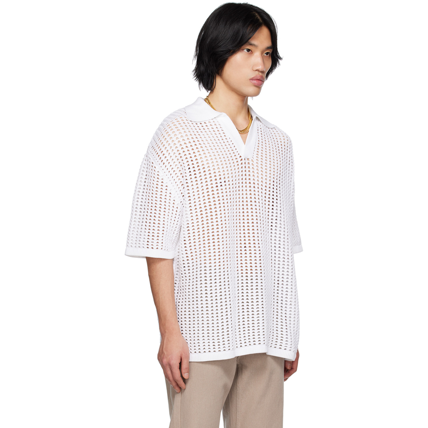  Wooyoungmi White Dropped Shoulder Polo 