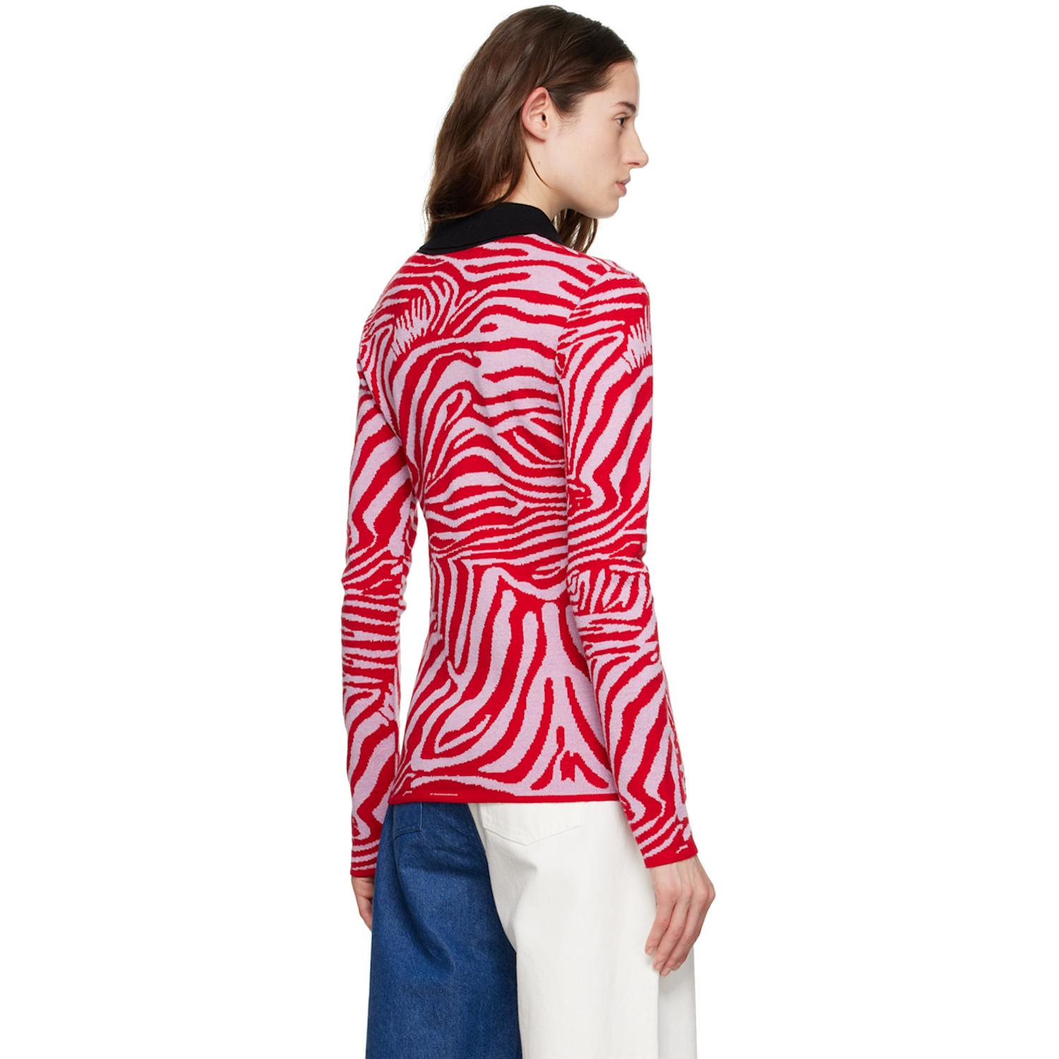  Marques Almeida Red & Pink Three-button Polo 