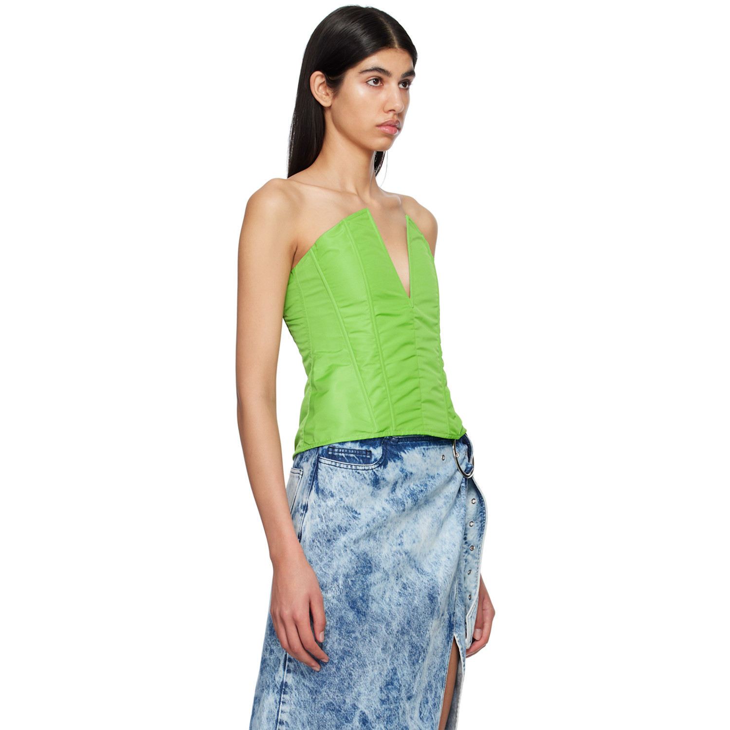  Marques Almeida Green V-neck Tank Top 
