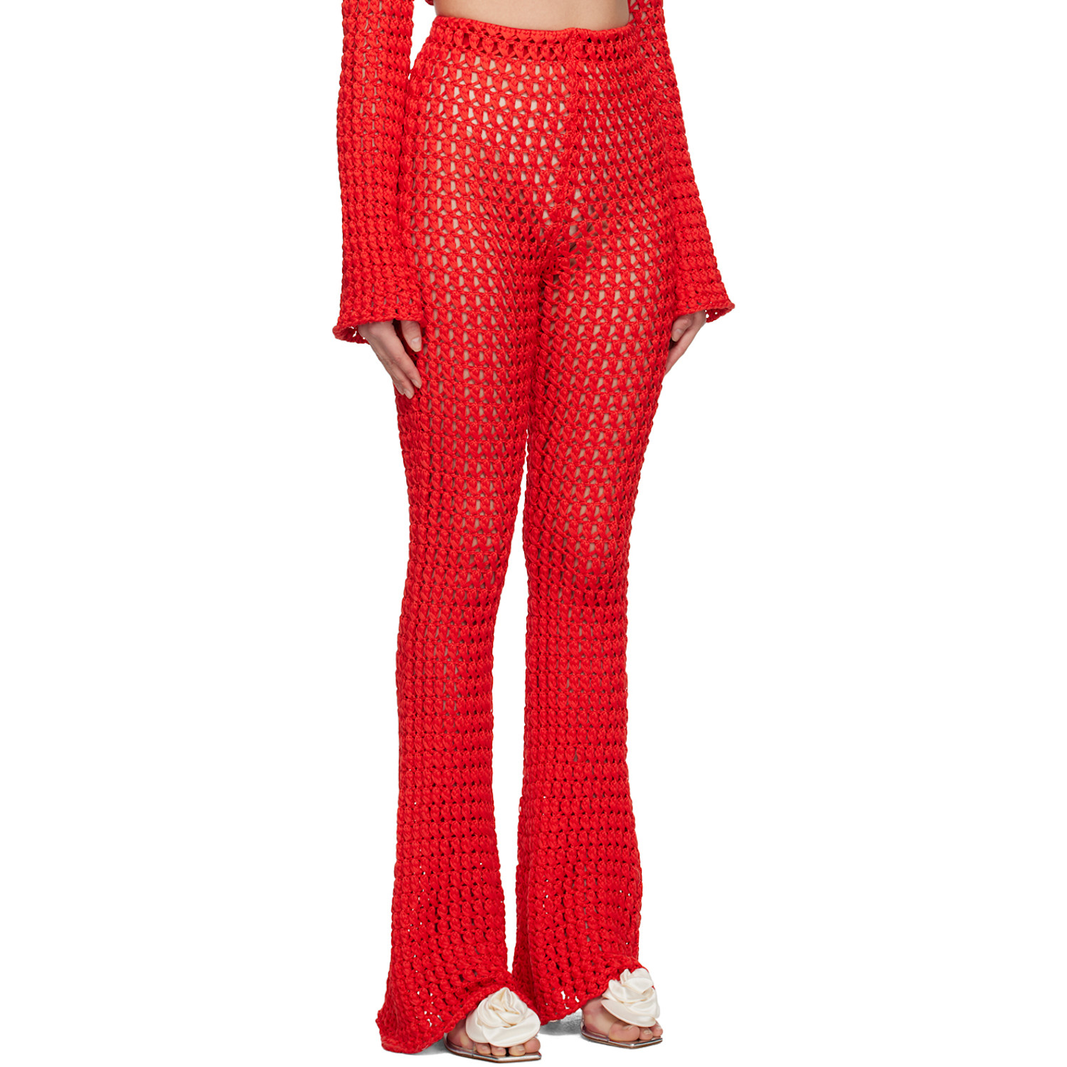  Moschino Red Crocheted Lounge Pants 