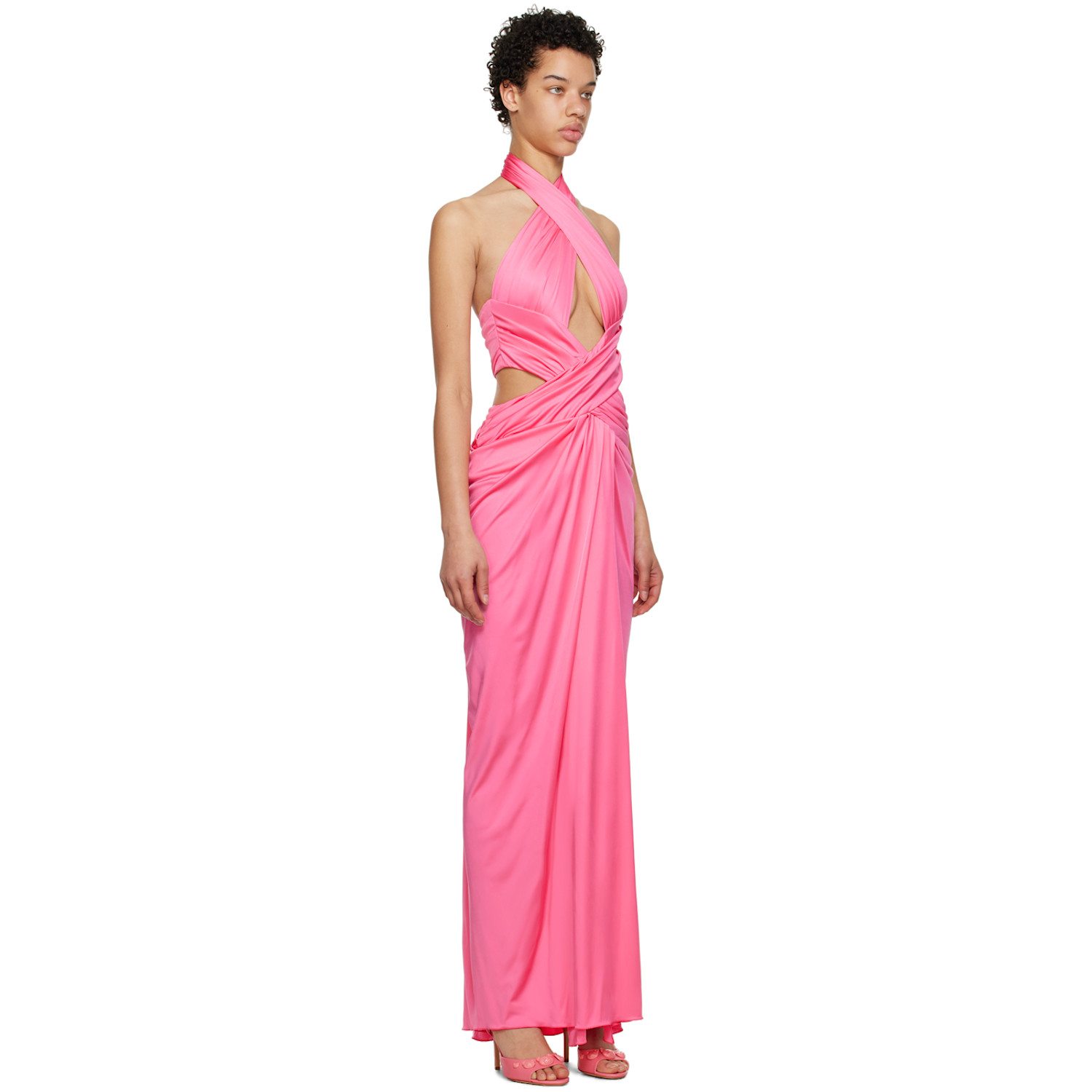  Moschino Pink Draped Maxi Dress 