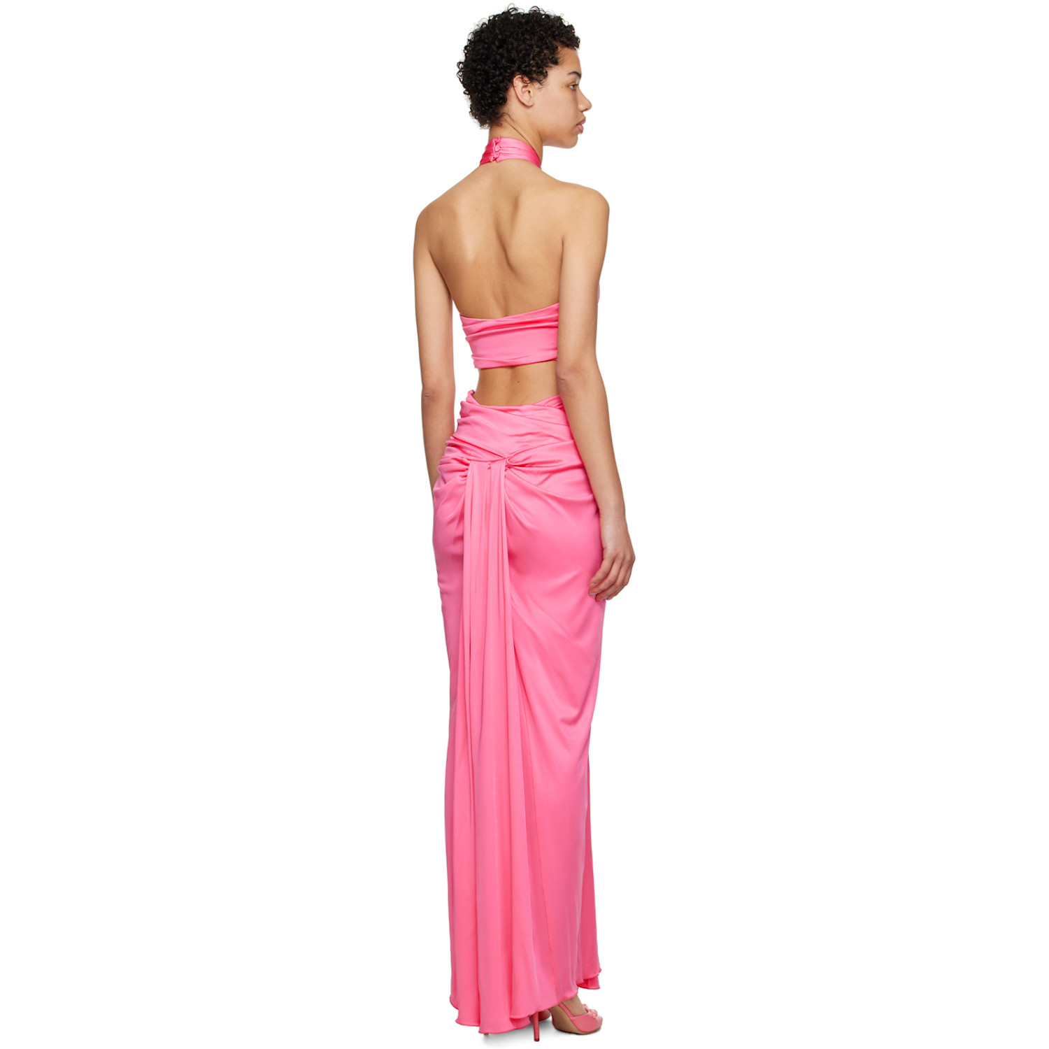  Moschino Pink Draped Maxi Dress 