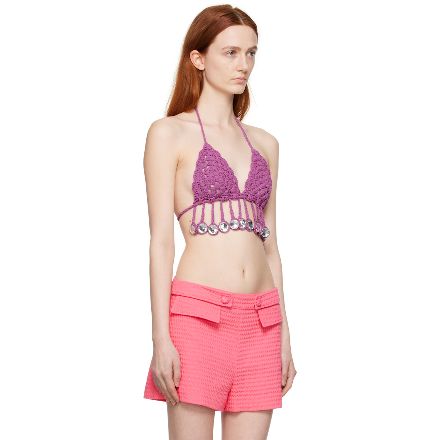  Moschino Purple Crochet Camisole 