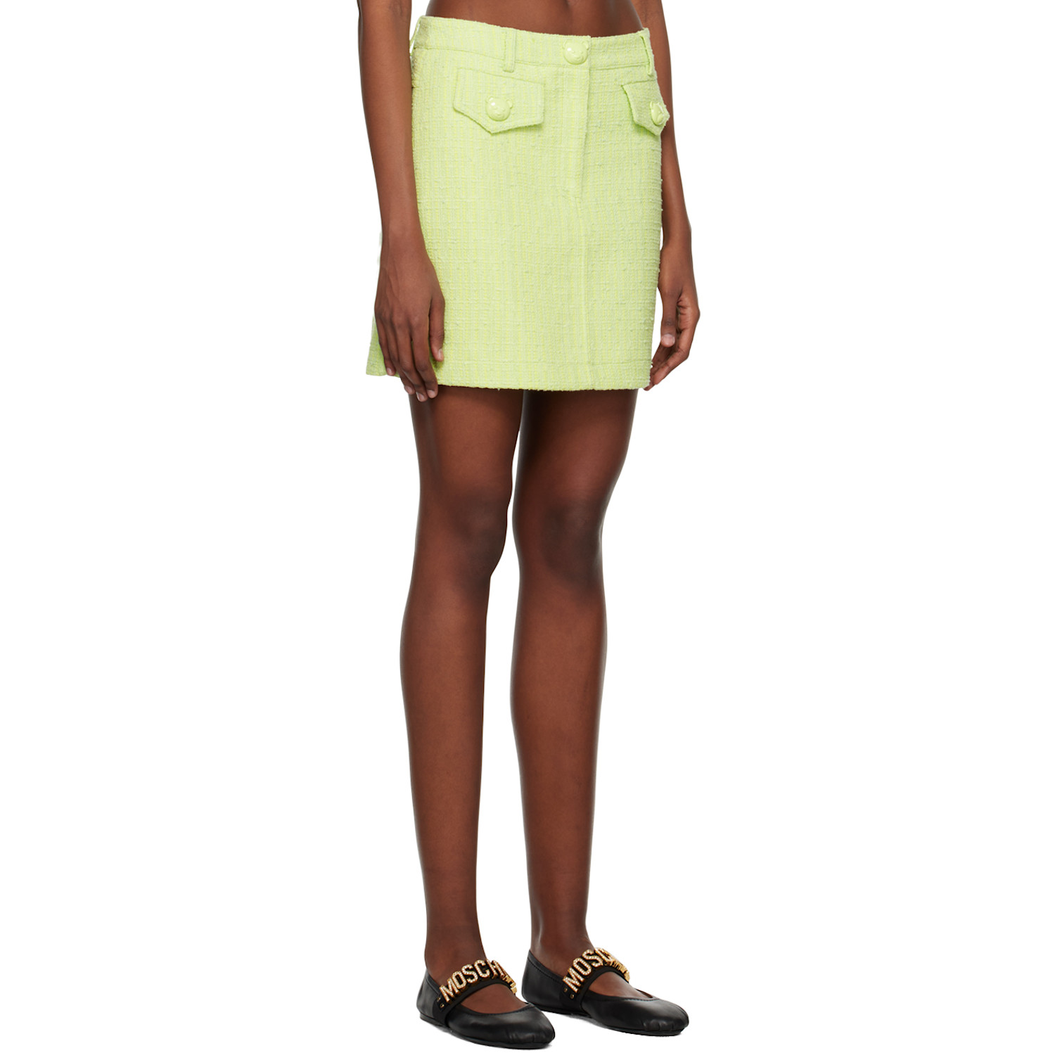  Moschino Green Teddy Buttons Miniskirt 