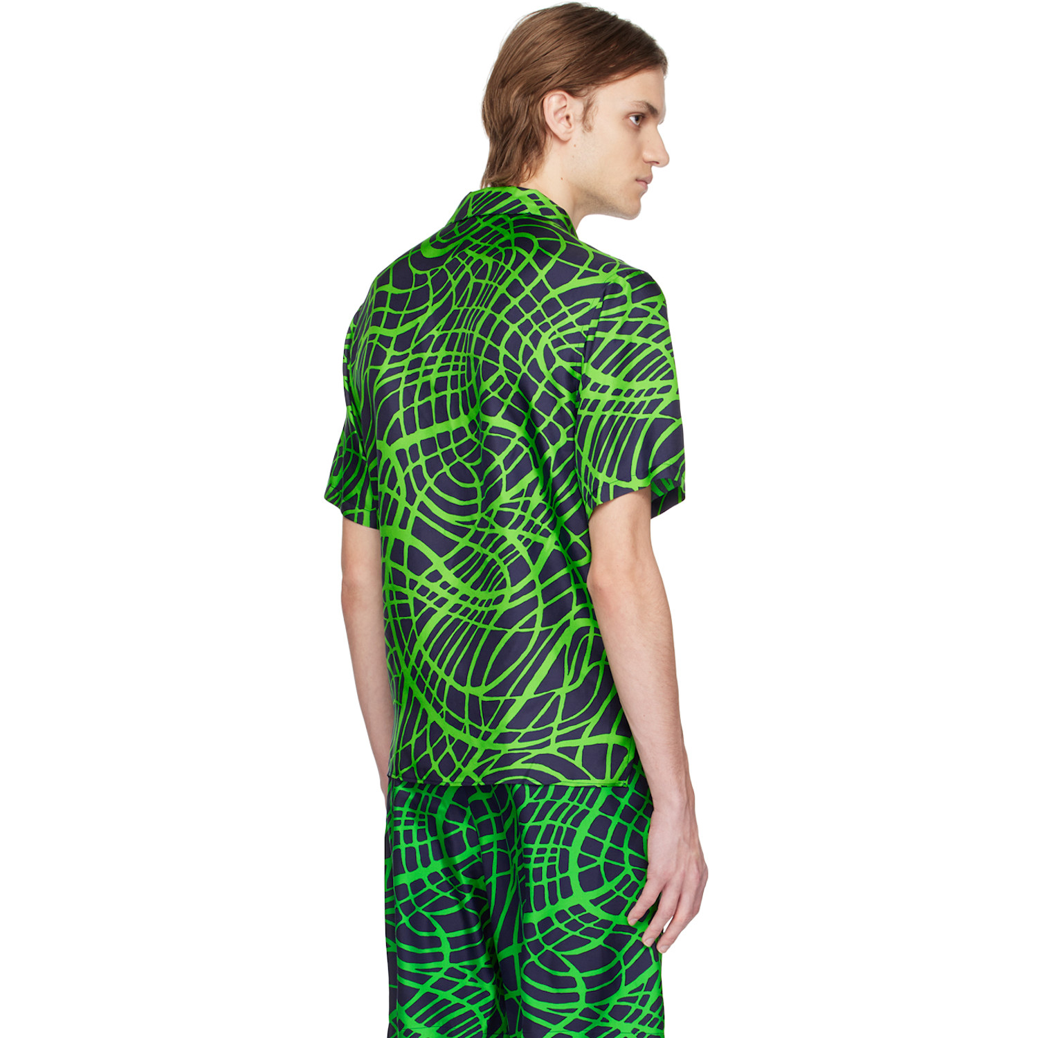  Moschino Navy & Green Wave Shirt 
