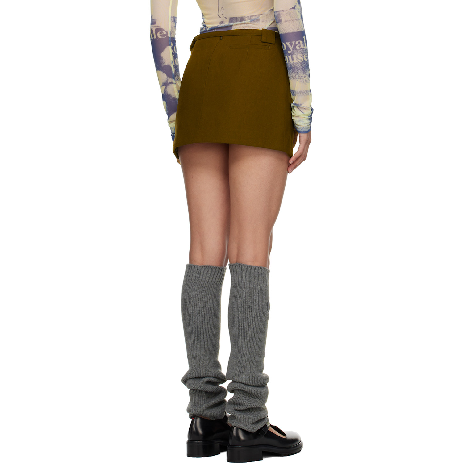  Open Yy Khaki Belted Miniskirt 