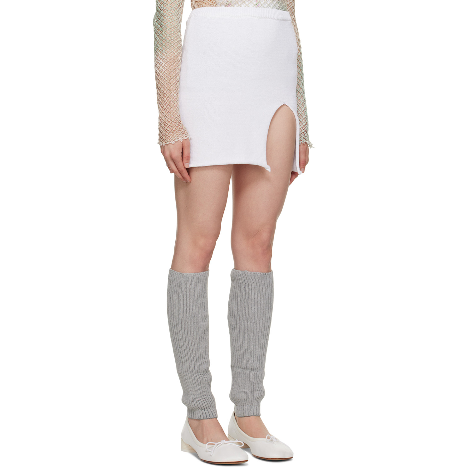  Open Yy White Vented Miniskirt 