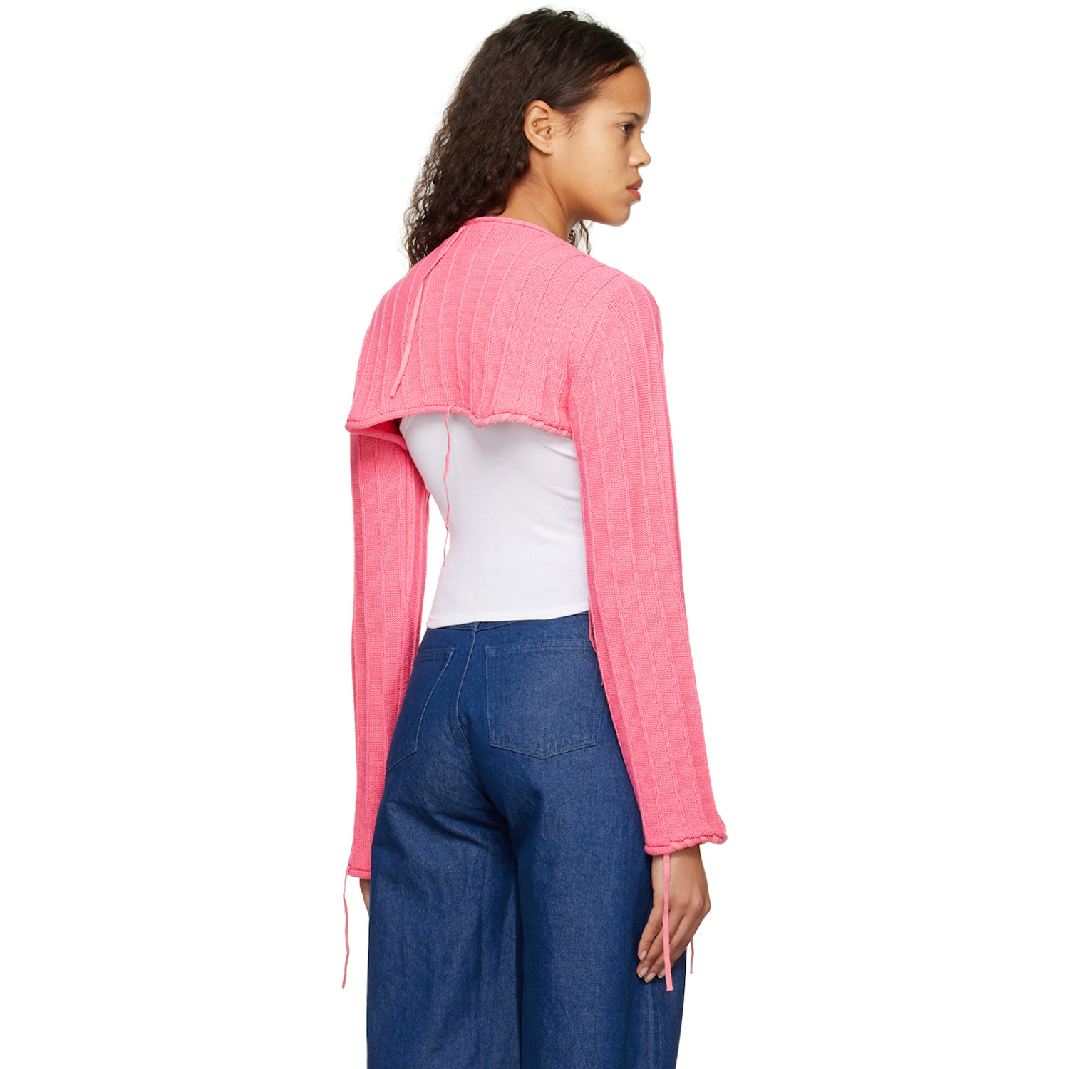  Open Yy Pink Drawstring Cardigan 