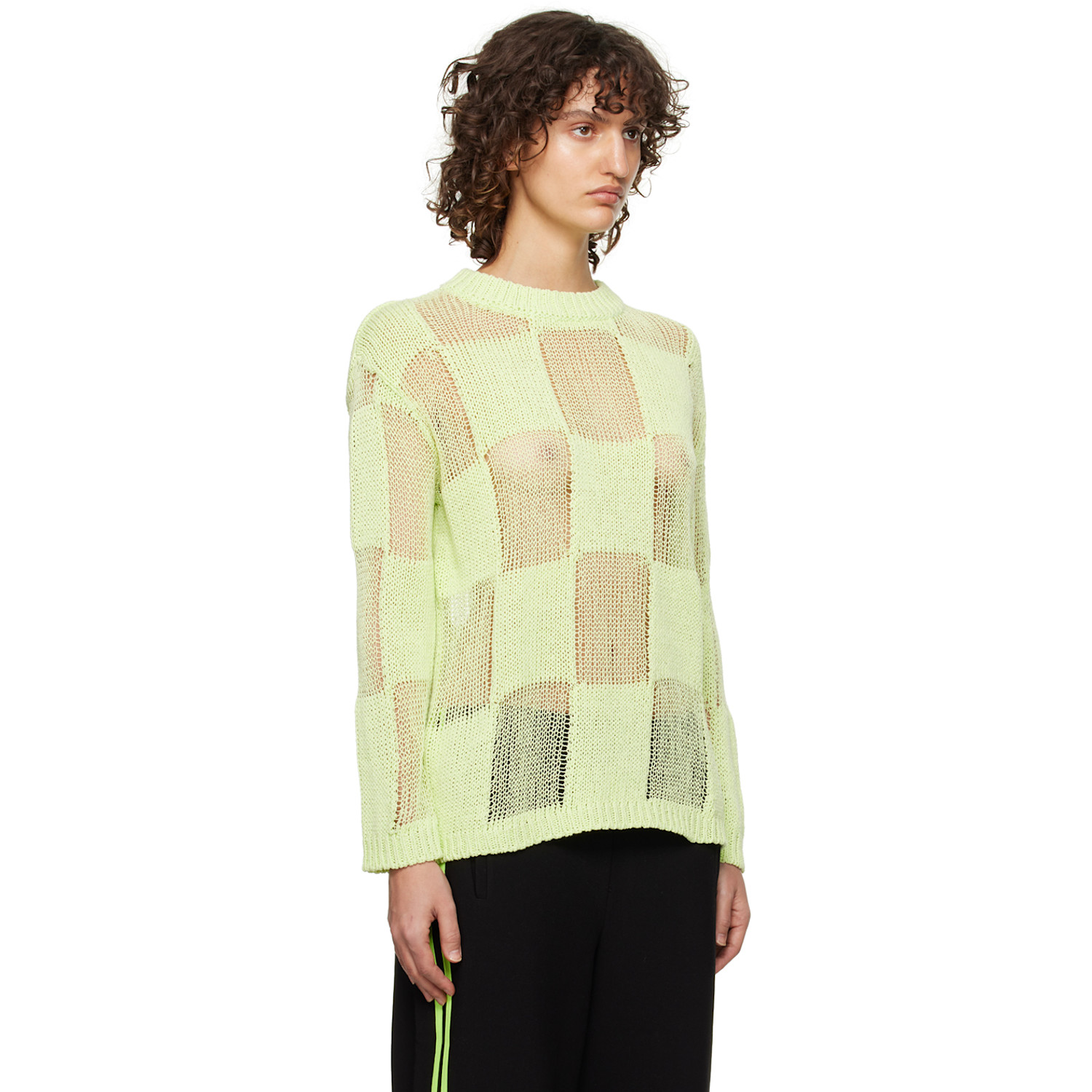  Open Yy Green Check Sweater 