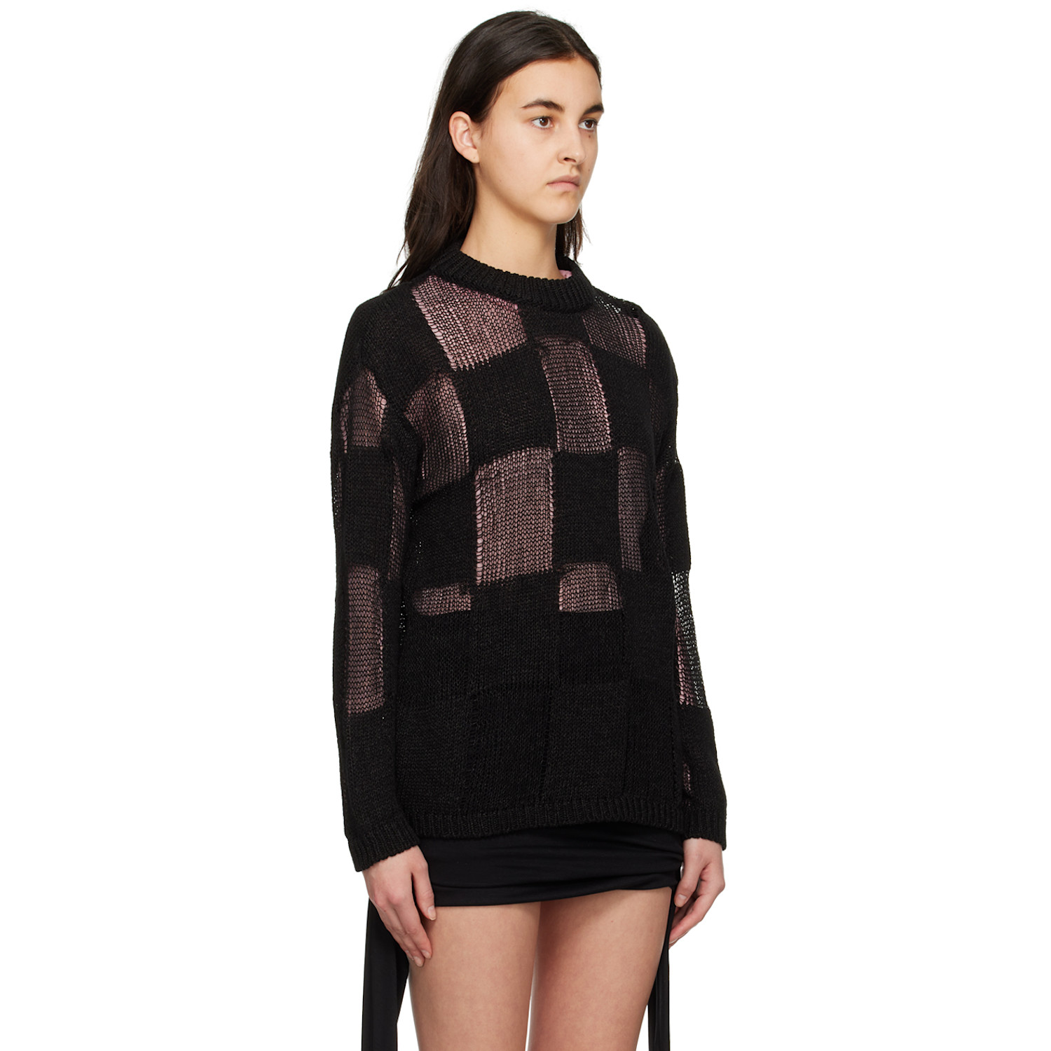 Open Yy Black Check Sweater 