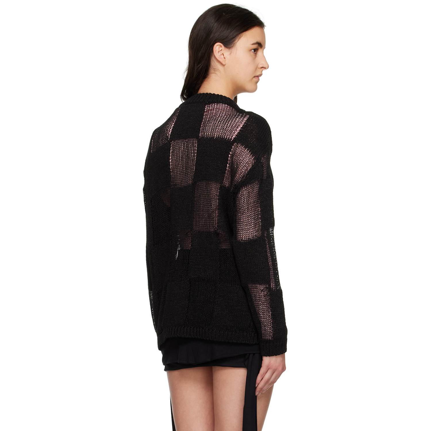  Open Yy Black Check Sweater 