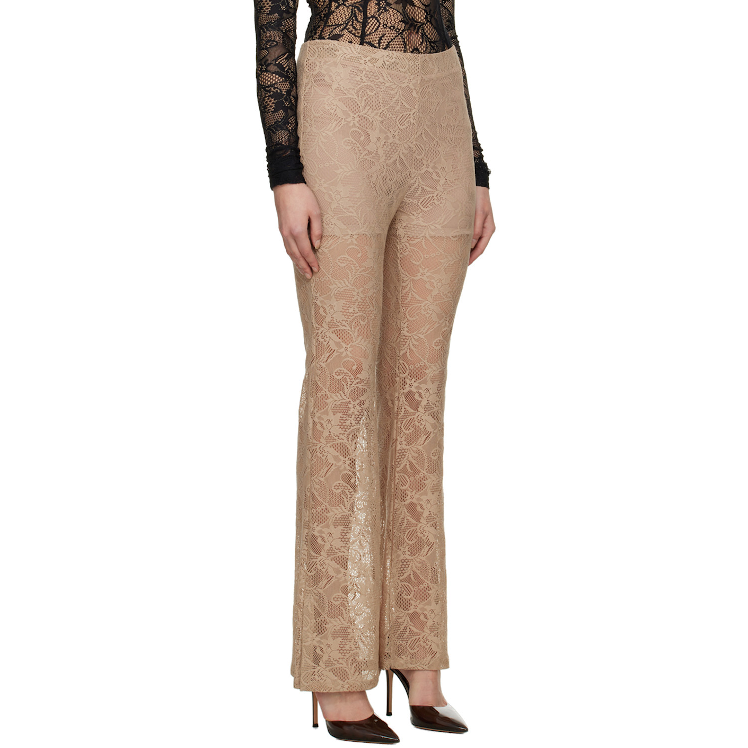  Lesugiatelier Beige Floral Leggings 