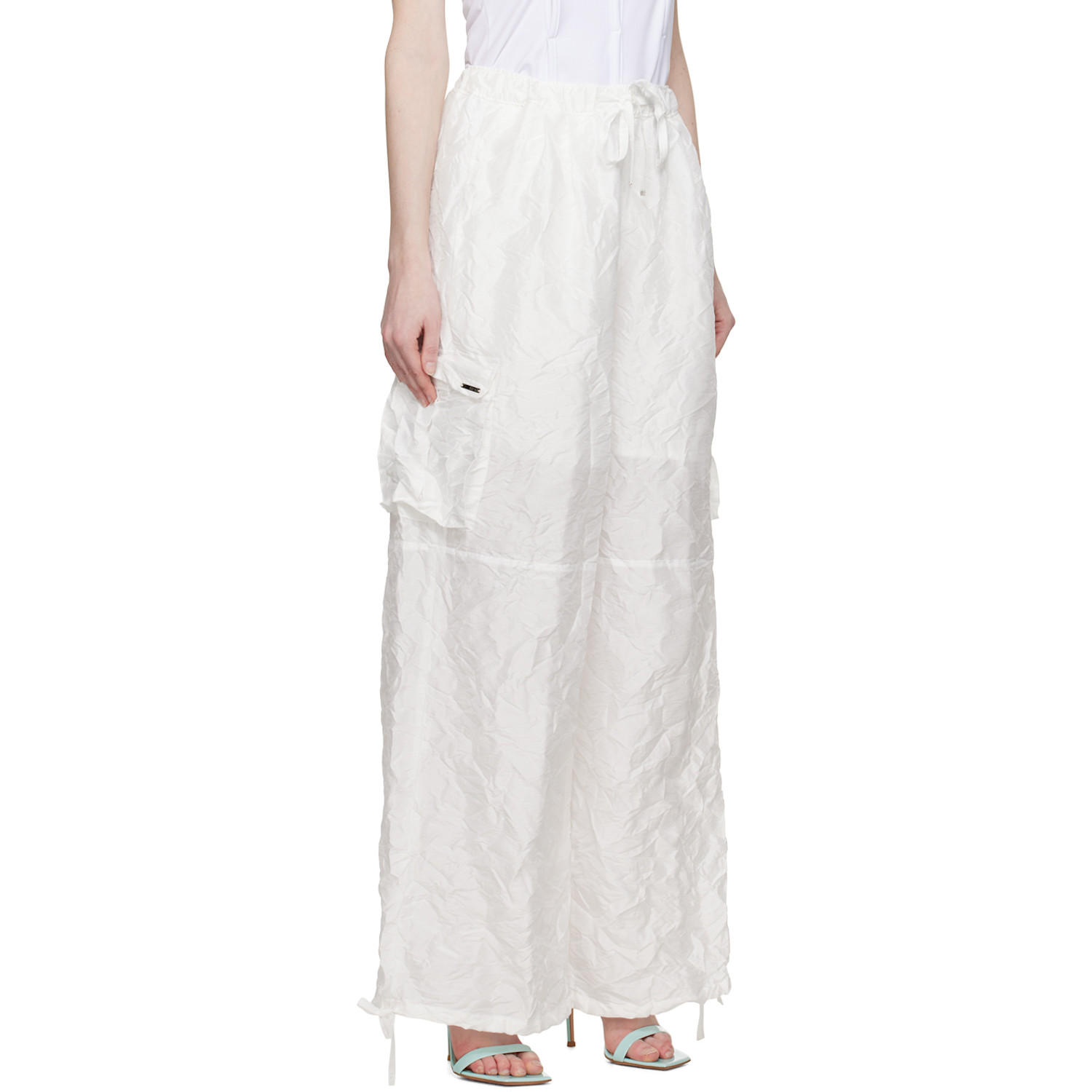  Lesugiatelier White Crinkle Trousers 