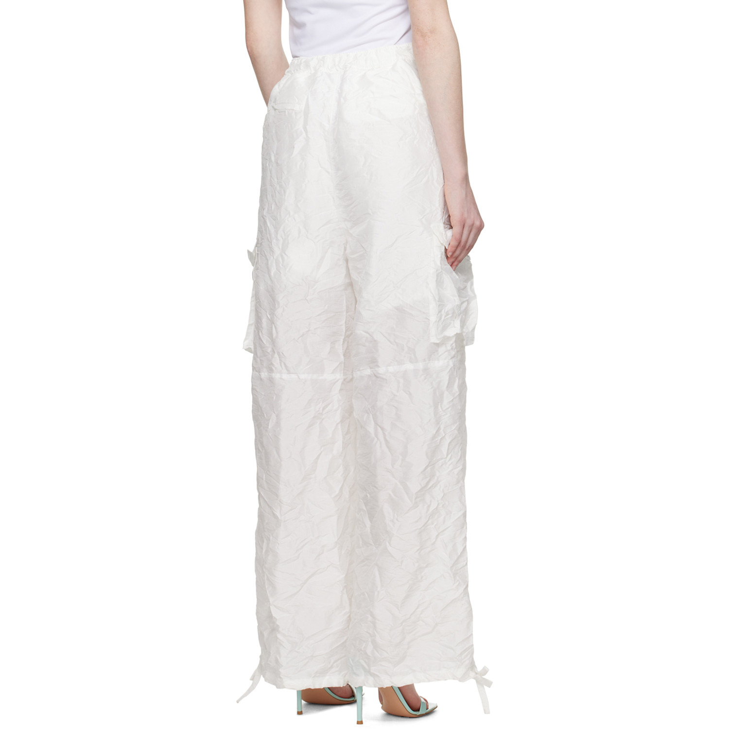  Lesugiatelier White Crinkle Trousers 