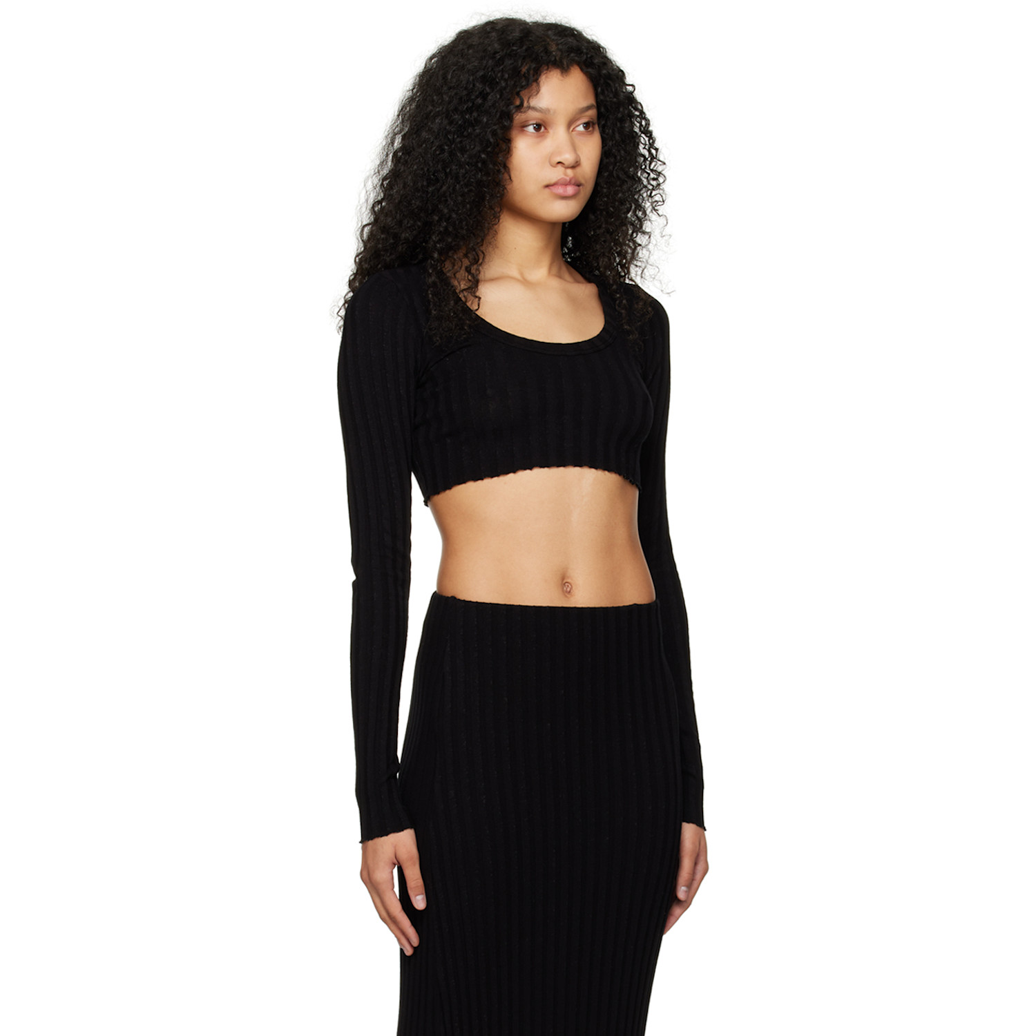  Cotton Citizen Black Capri Crop Long Sleeve T-shirt 