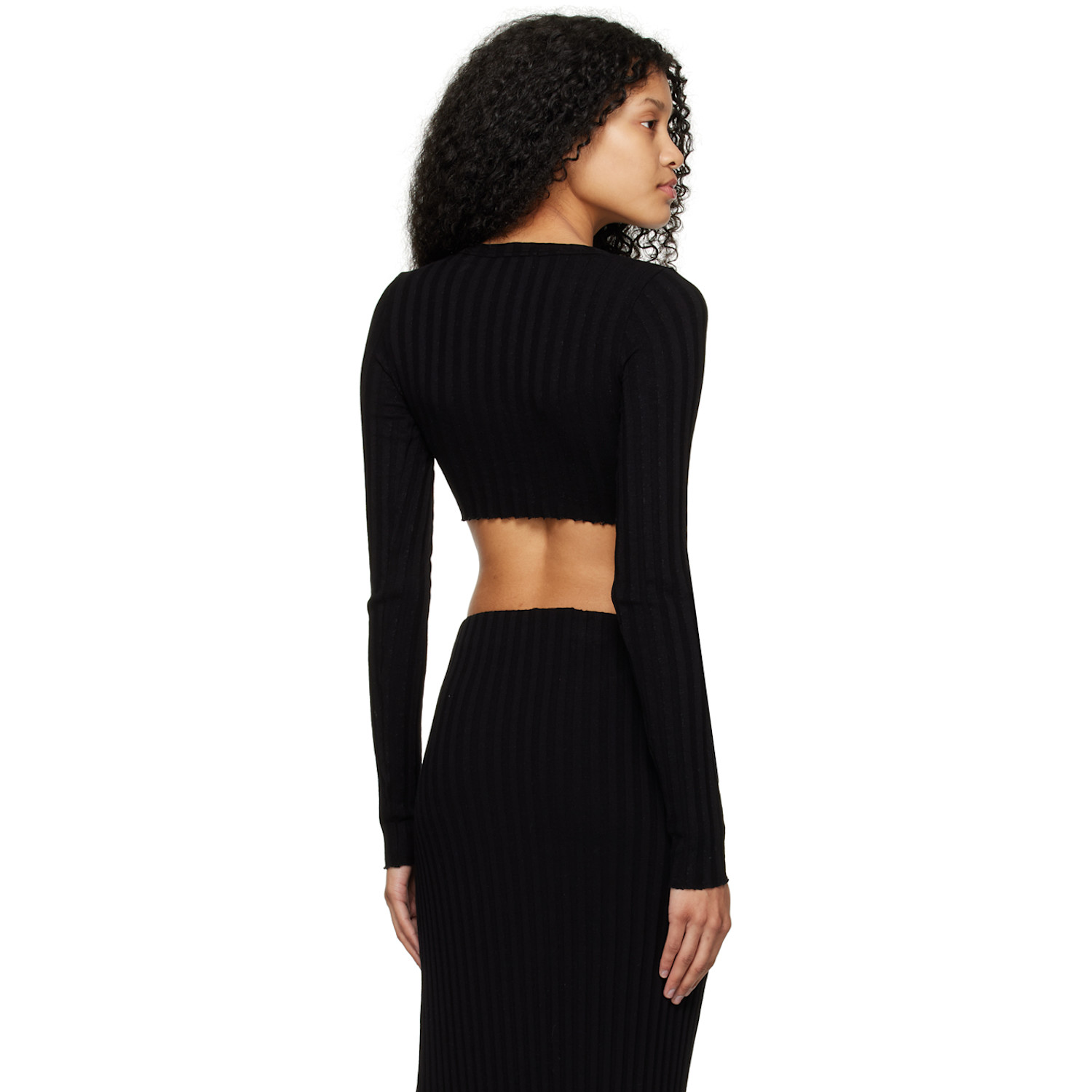  Cotton Citizen Black Capri Crop Long Sleeve T-shirt 