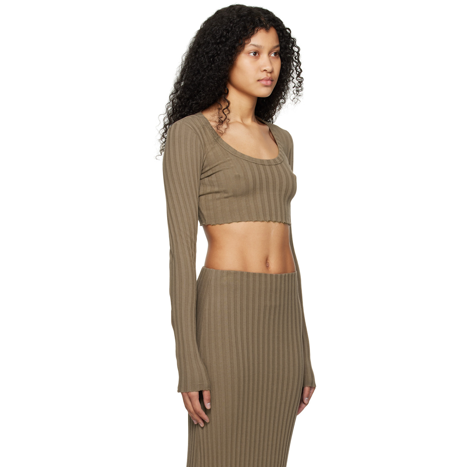  Cotton Citizen Taupe Capri Crop Long Sleeve T-shirt 