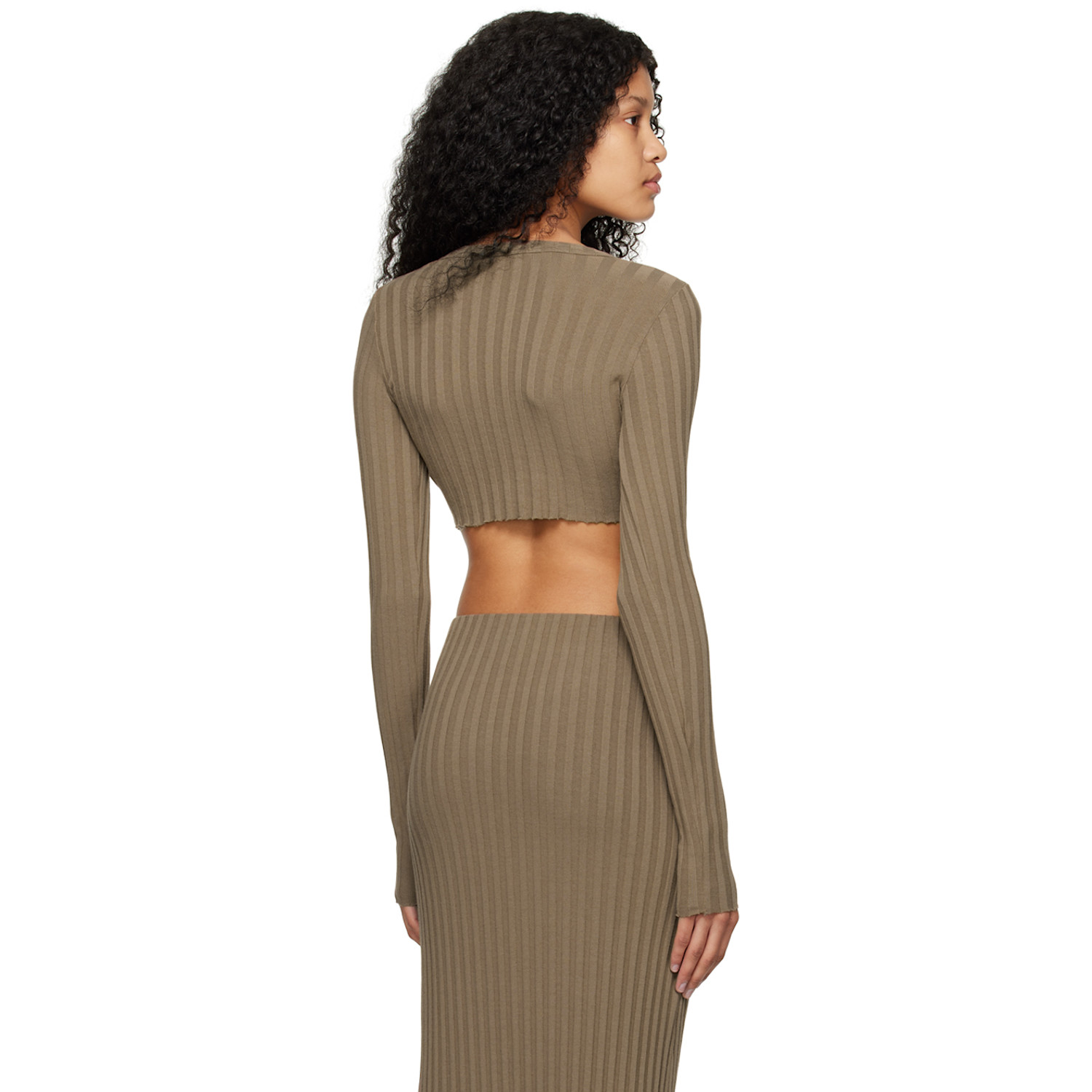  Cotton Citizen Taupe Capri Crop Long Sleeve T-shirt 