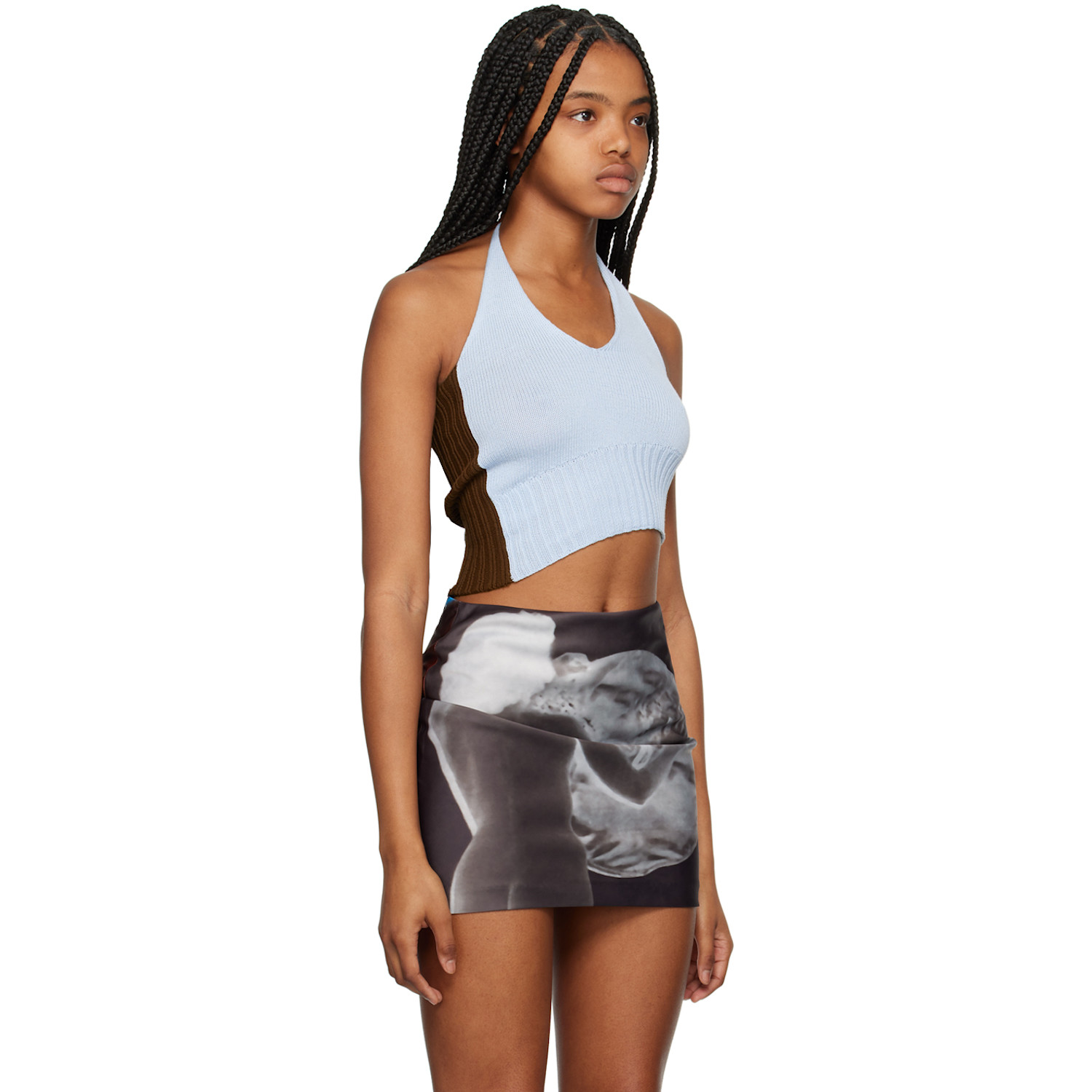  Elliss Blue & Brown Asymmetric Camisole 