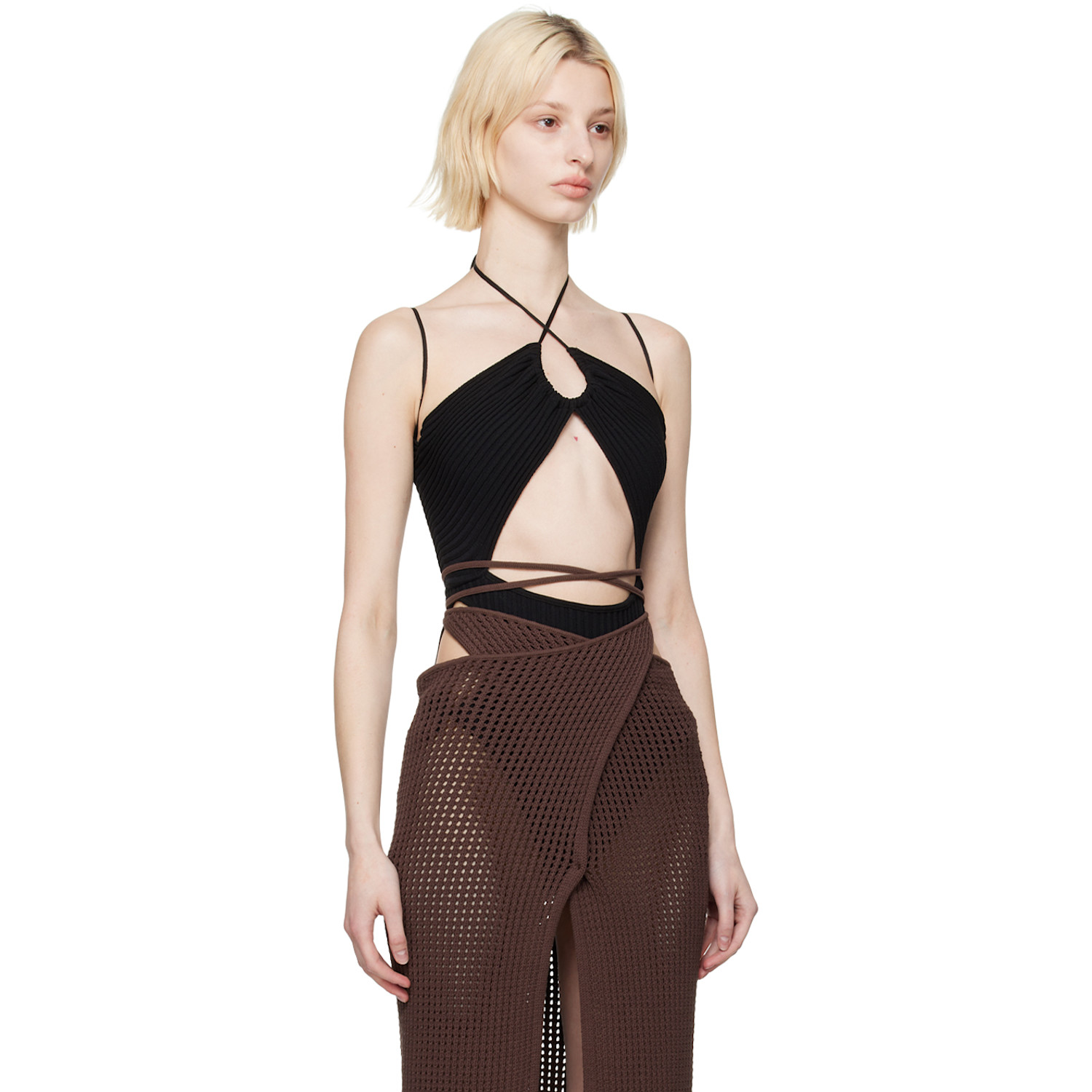  AndreĀdamo Black Sleeveless Bodysuit 