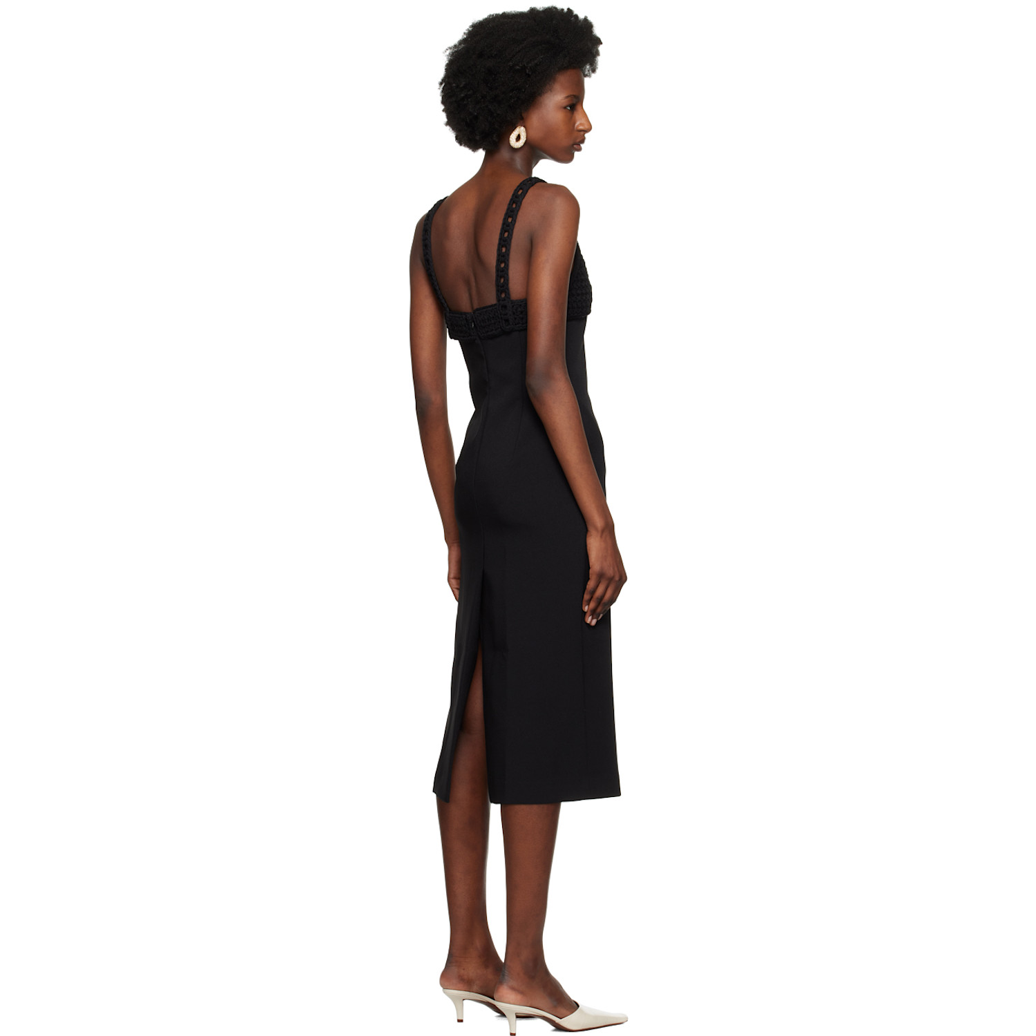  Recto Black Chunky Bra Top Patch Midi Dress 