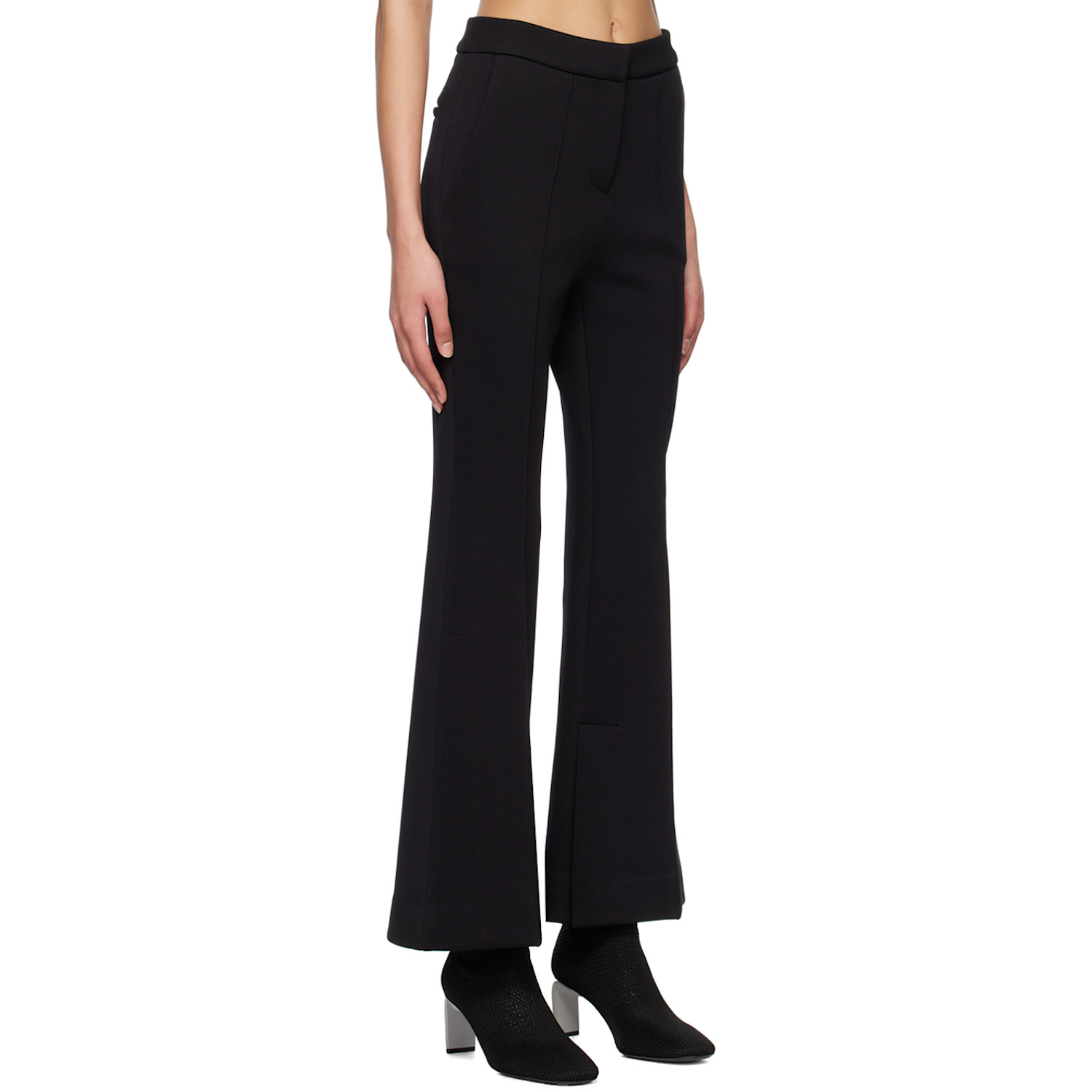  Recto Black Double-face Flared Trousers 